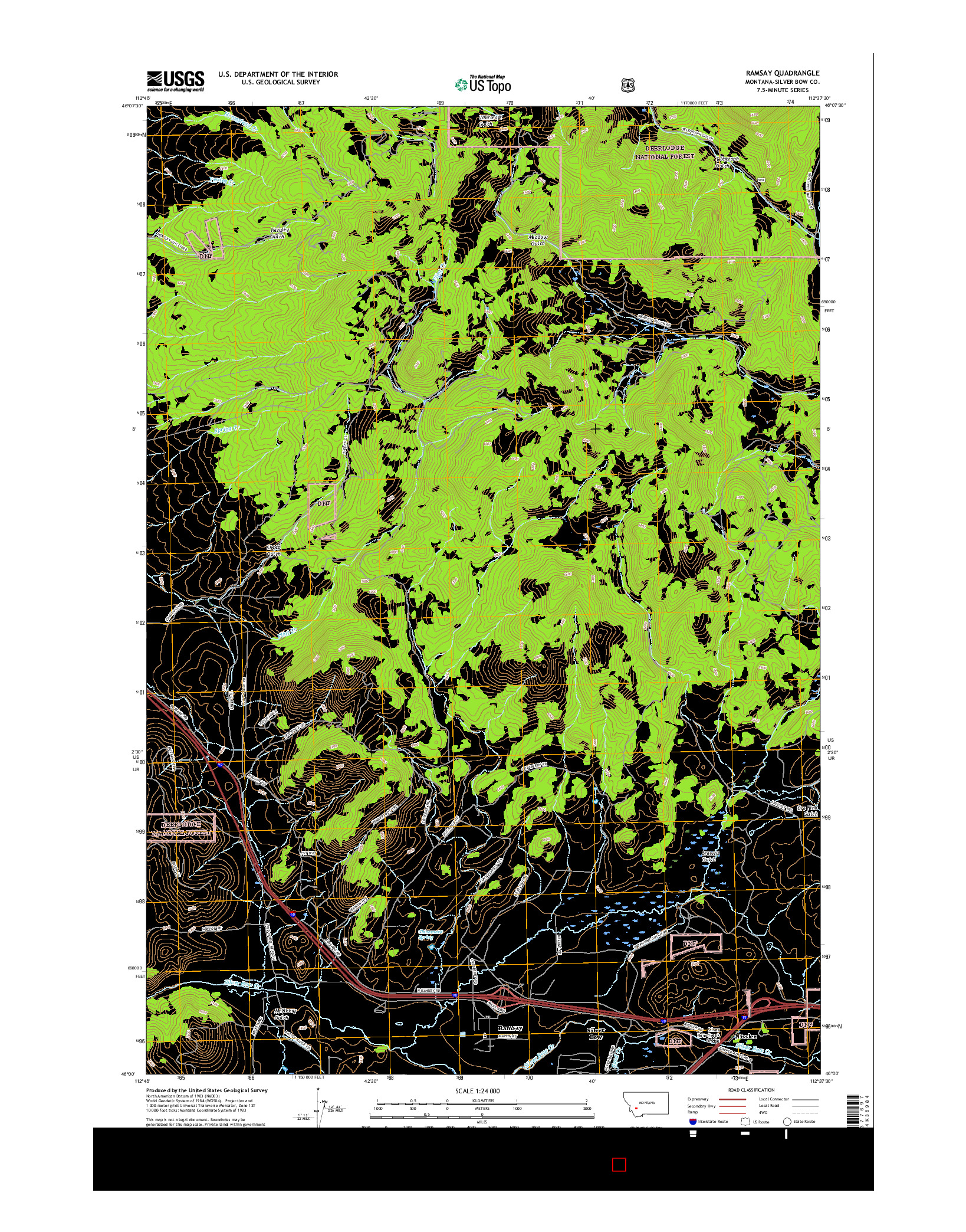 USGS US TOPO 7.5-MINUTE MAP FOR RAMSAY, MT 2017