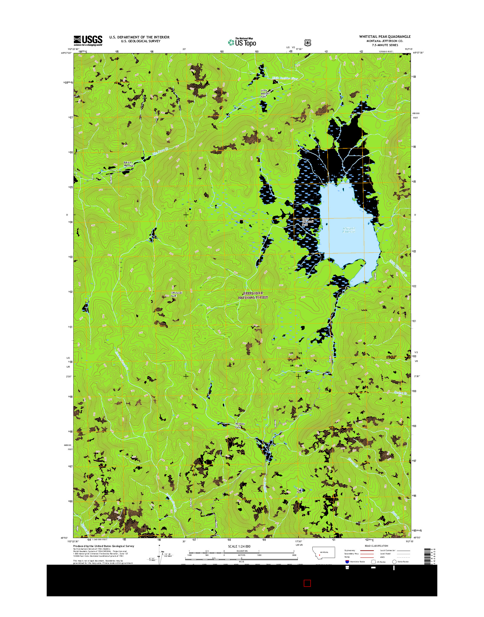 USGS US TOPO 7.5-MINUTE MAP FOR WHITETAIL PEAK, MT 2017