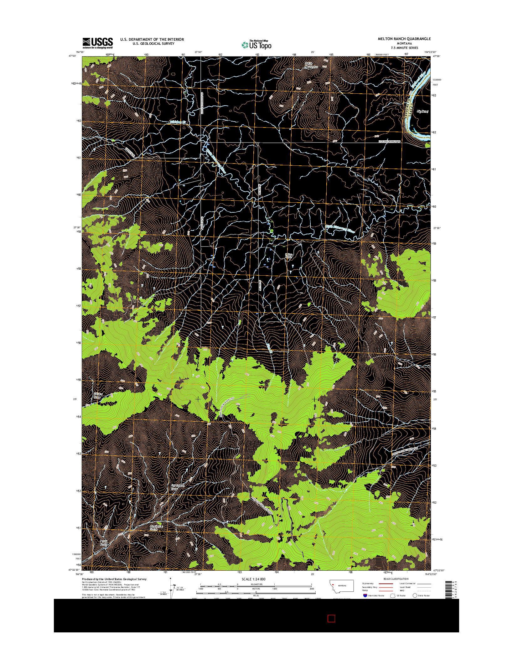 USGS US TOPO 7.5-MINUTE MAP FOR MELTON RANCH, MT 2017