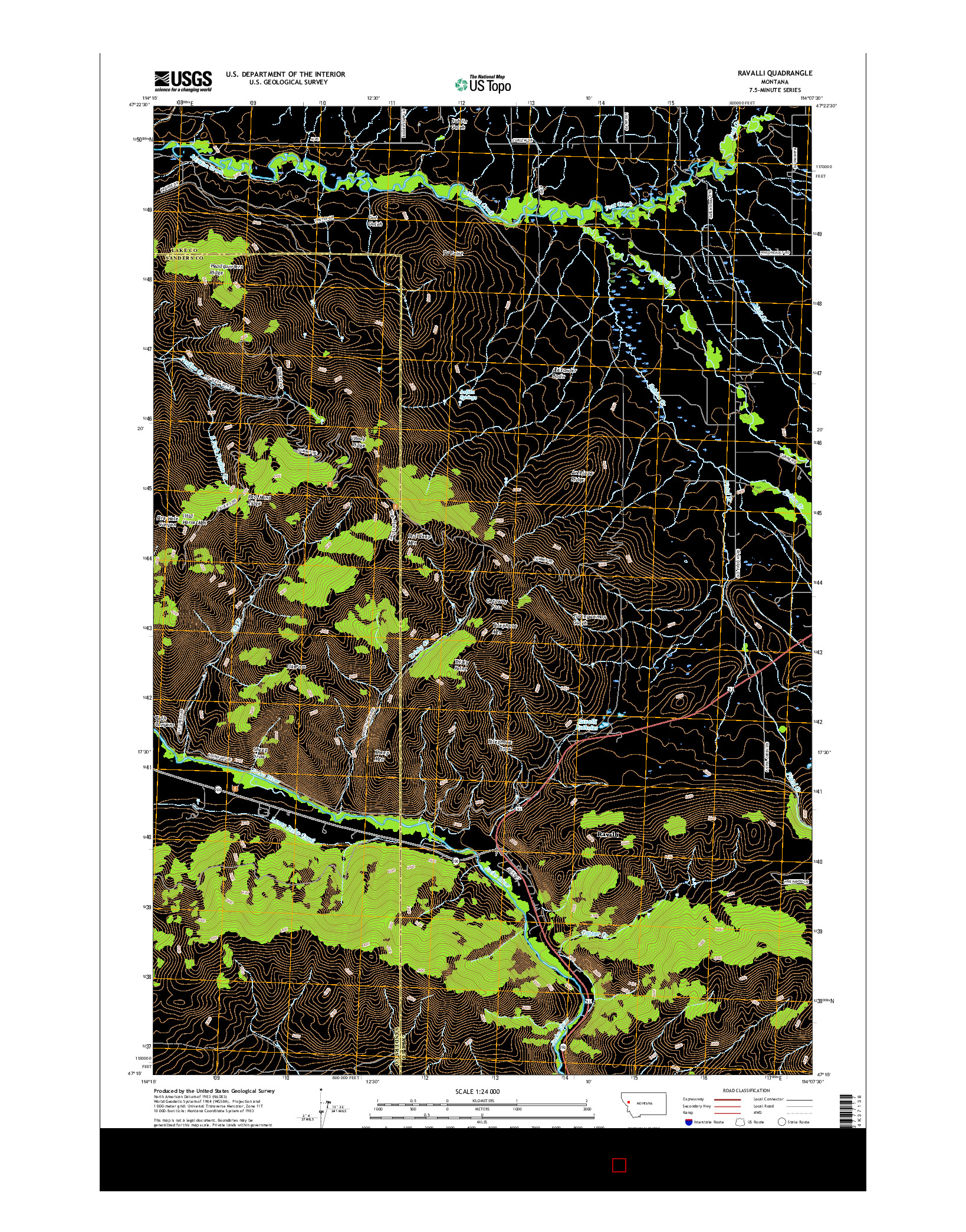 USGS US TOPO 7.5-MINUTE MAP FOR RAVALLI, MT 2017