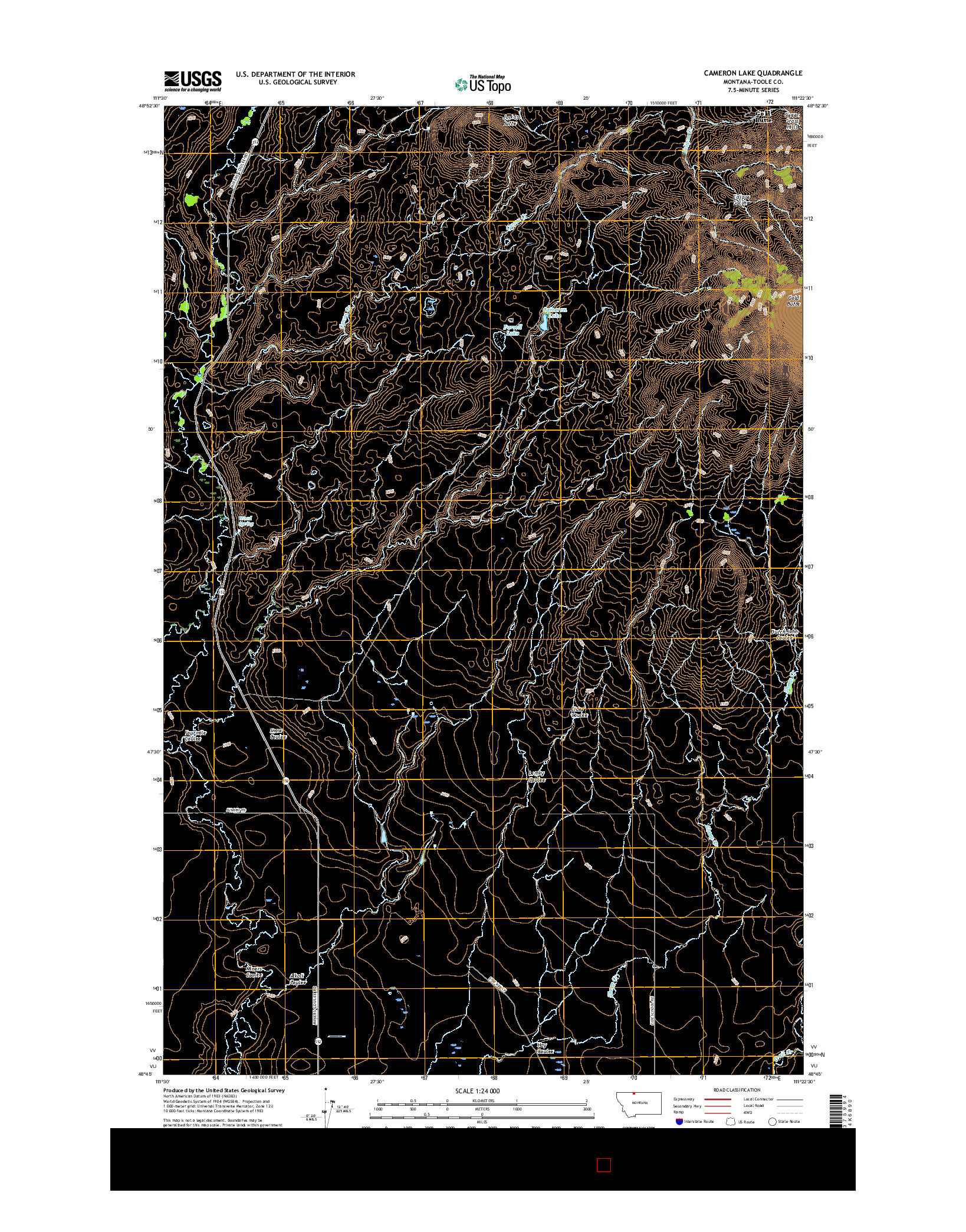 USGS US TOPO 7.5-MINUTE MAP FOR CAMERON LAKE, MT 2017