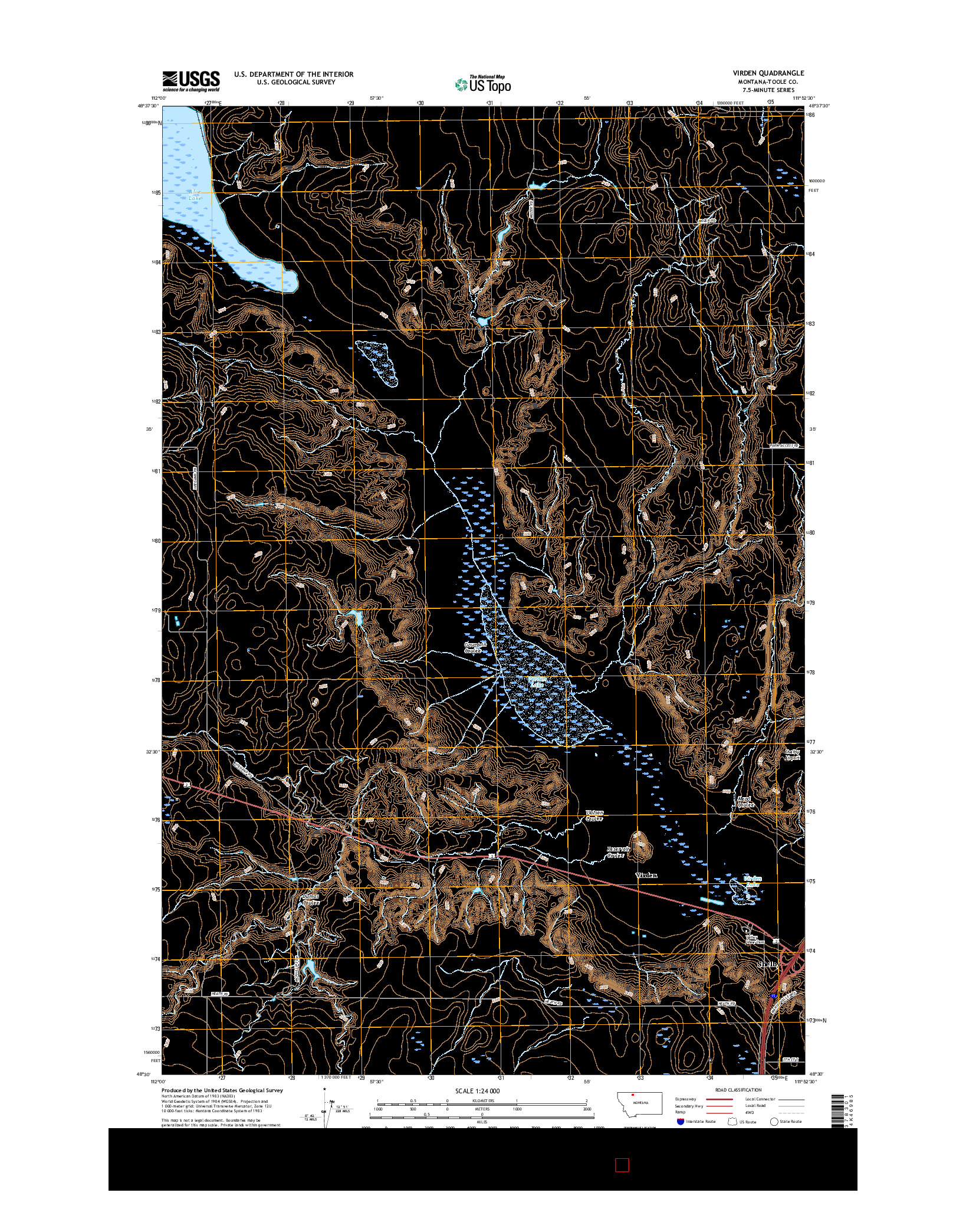 USGS US TOPO 7.5-MINUTE MAP FOR VIRDEN, MT 2017