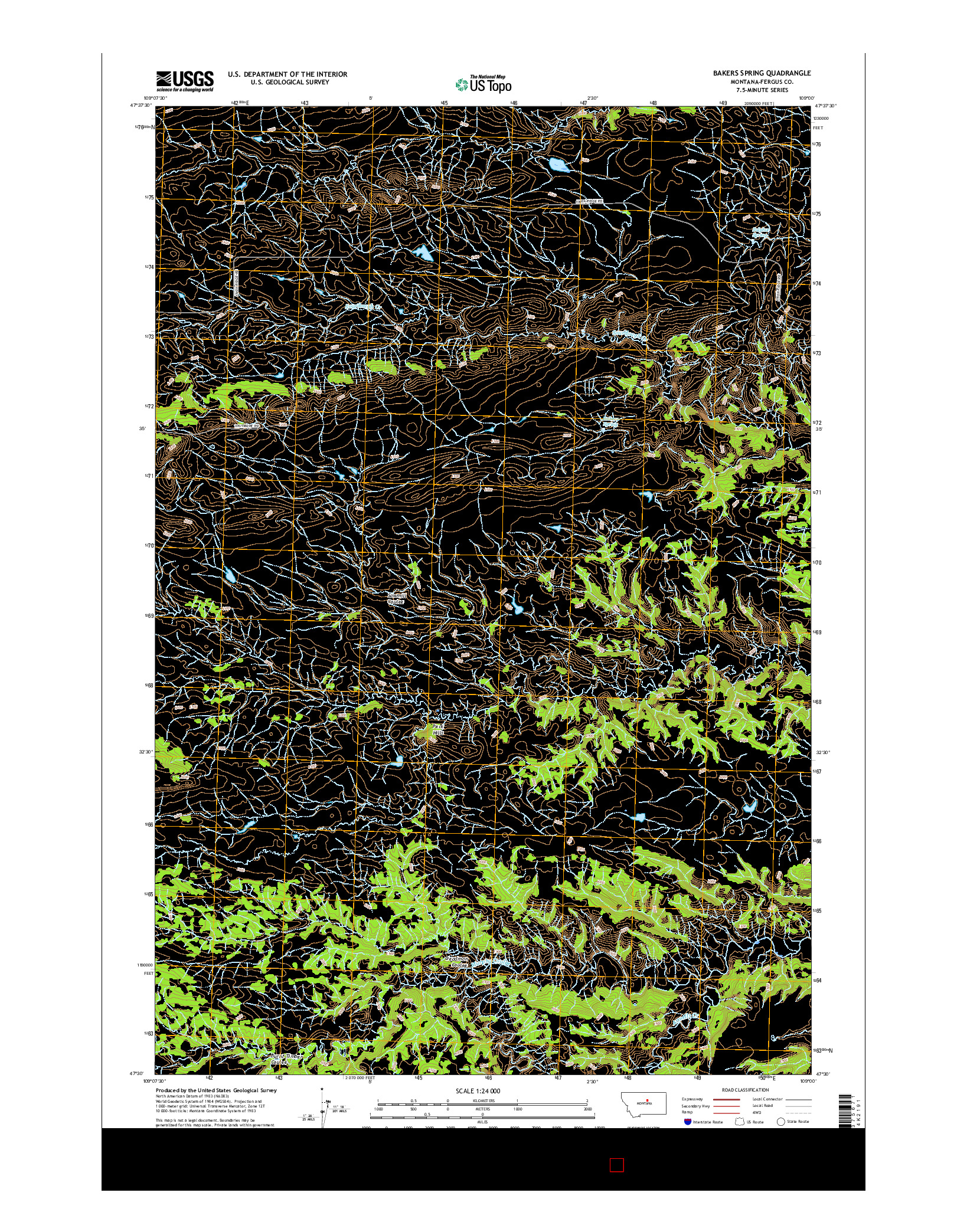 USGS US TOPO 7.5-MINUTE MAP FOR BAKERS SPRING, MT 2017