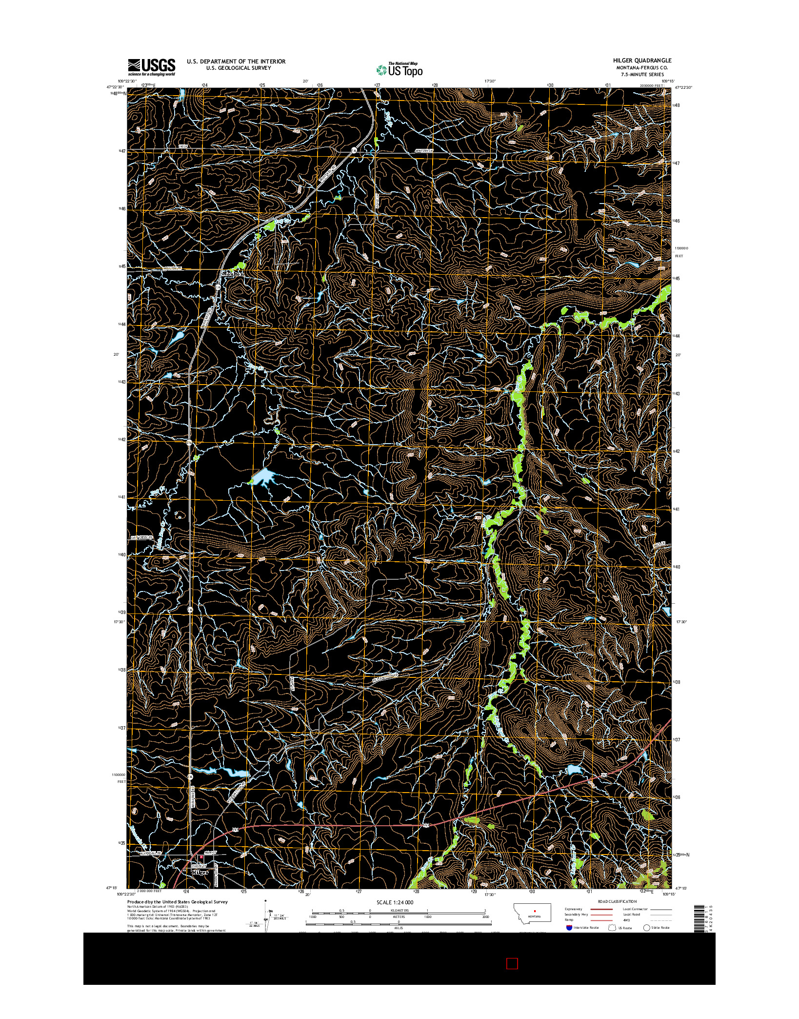 USGS US TOPO 7.5-MINUTE MAP FOR HILGER, MT 2017