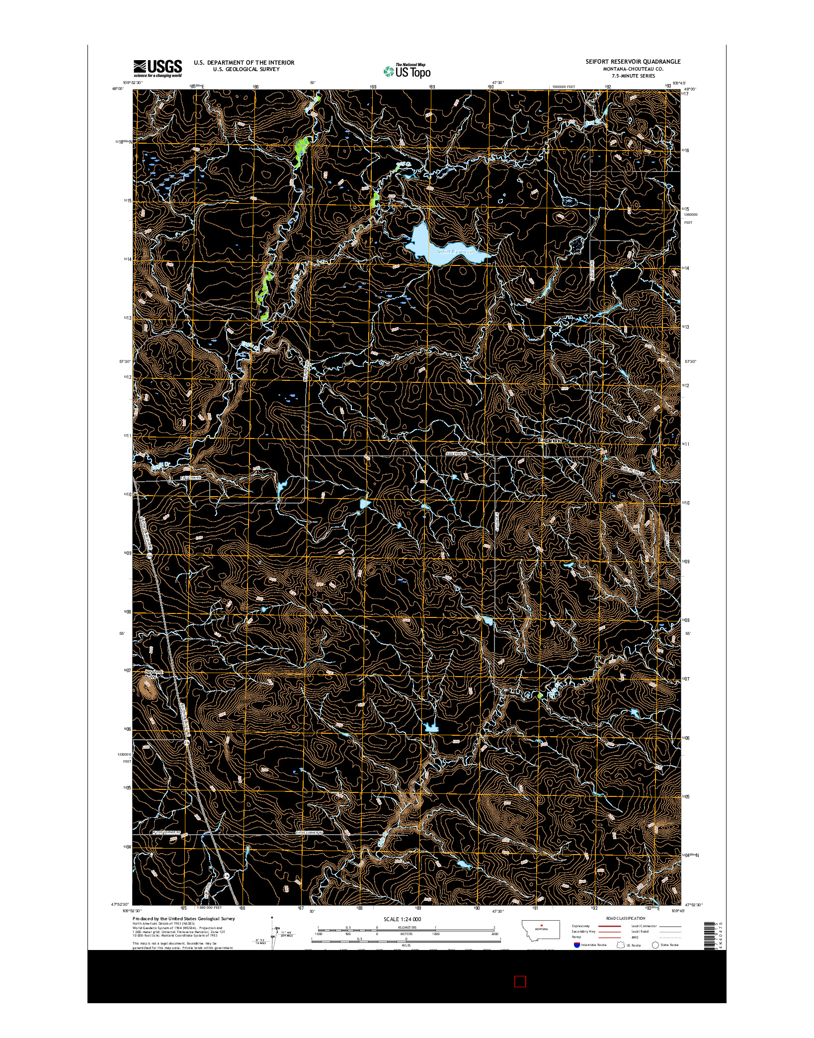 USGS US TOPO 7.5-MINUTE MAP FOR SEIFORT RESERVOIR, MT 2017