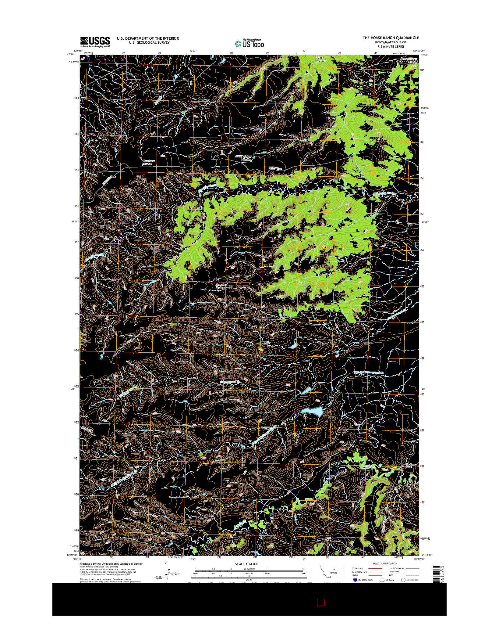 USGS US TOPO 7.5-MINUTE MAP FOR THE HORSE RANCH, MT 2017