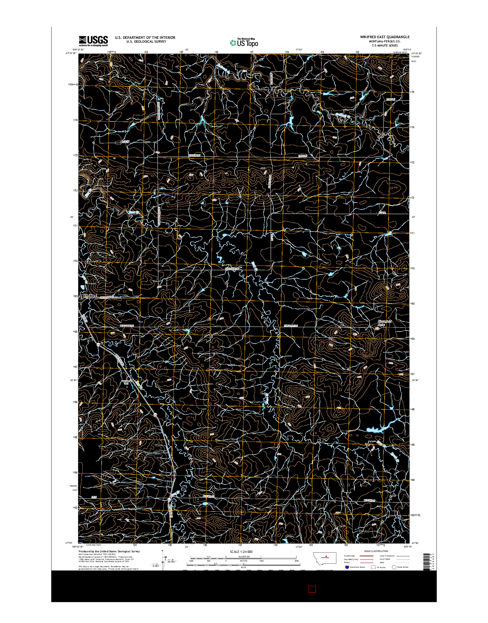 USGS US TOPO 7.5-MINUTE MAP FOR WINIFRED EAST, MT 2017