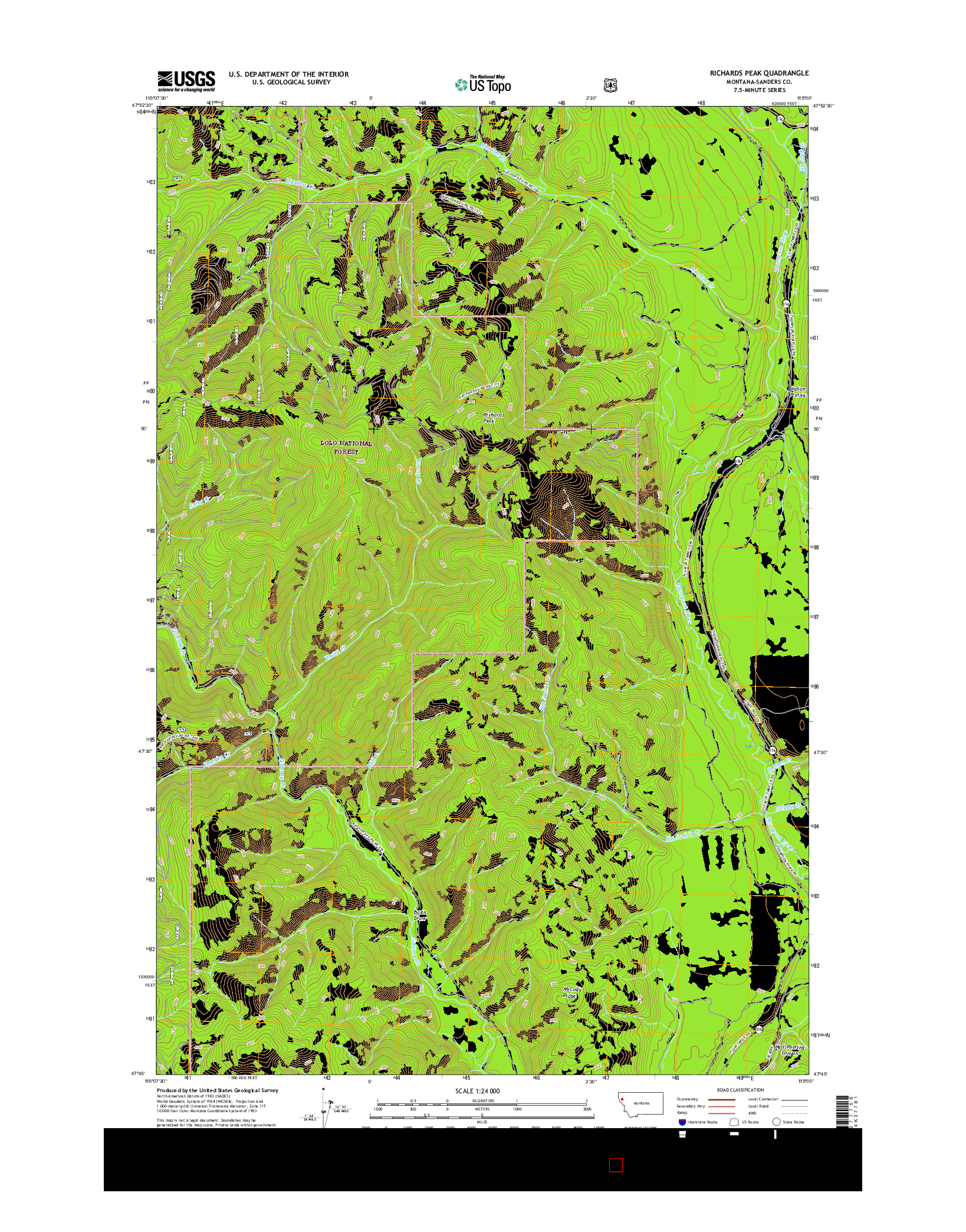 USGS US TOPO 7.5-MINUTE MAP FOR RICHARDS PEAK, MT 2017