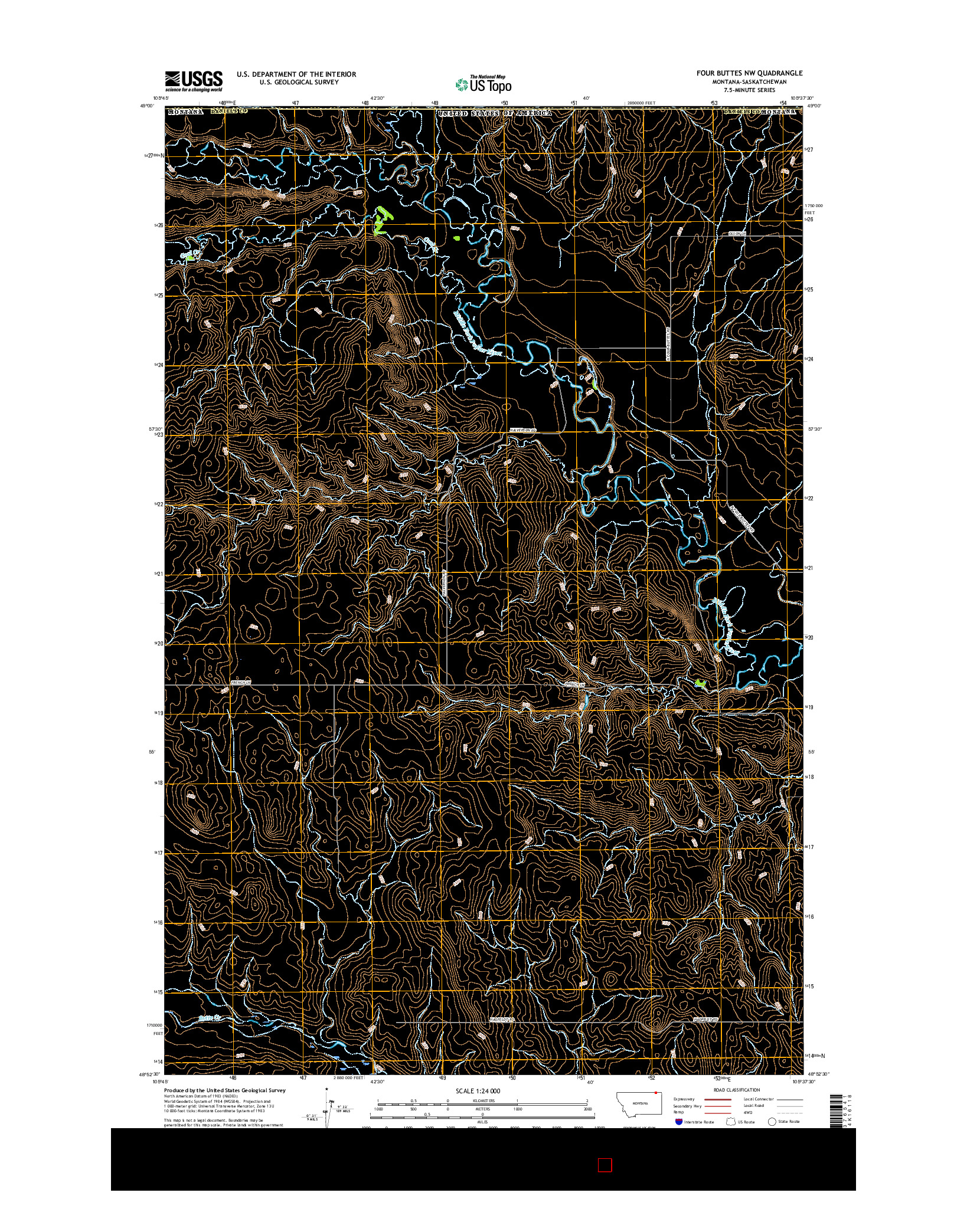 USGS US TOPO 7.5-MINUTE MAP FOR FOUR BUTTES NW, MT-SK 2017