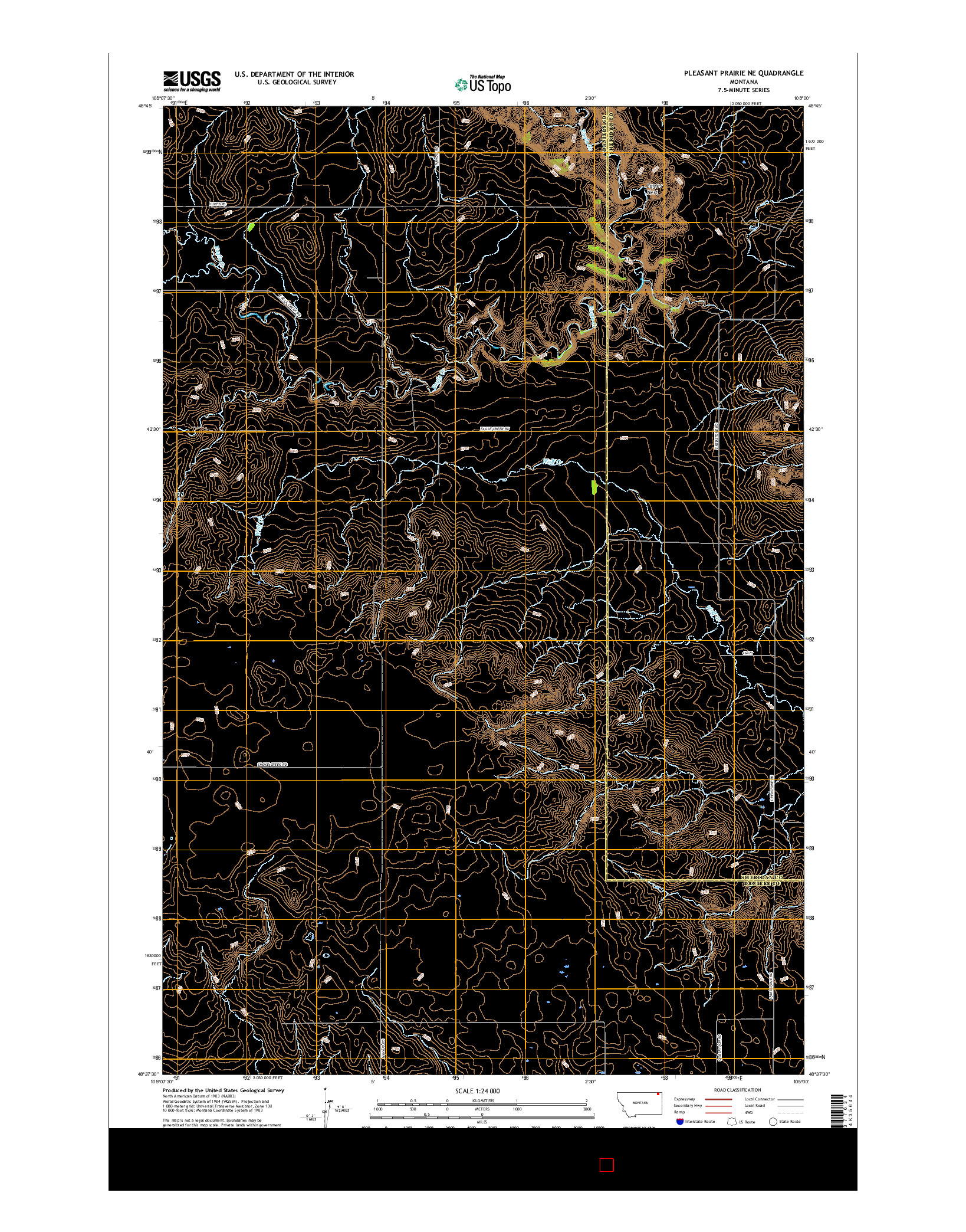 USGS US TOPO 7.5-MINUTE MAP FOR PLEASANT PRAIRIE NE, MT 2017