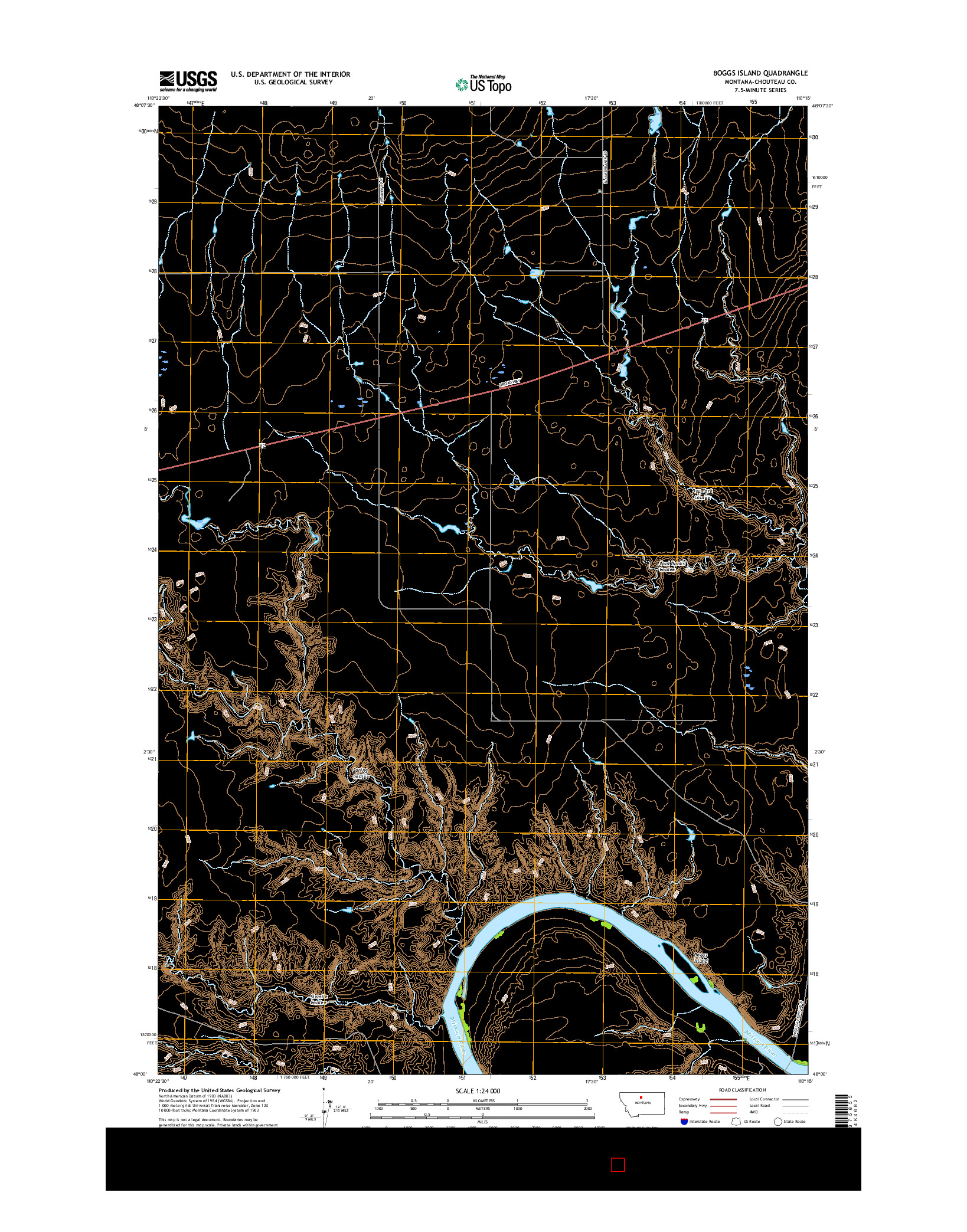 USGS US TOPO 7.5-MINUTE MAP FOR BOGGS ISLAND, MT 2017