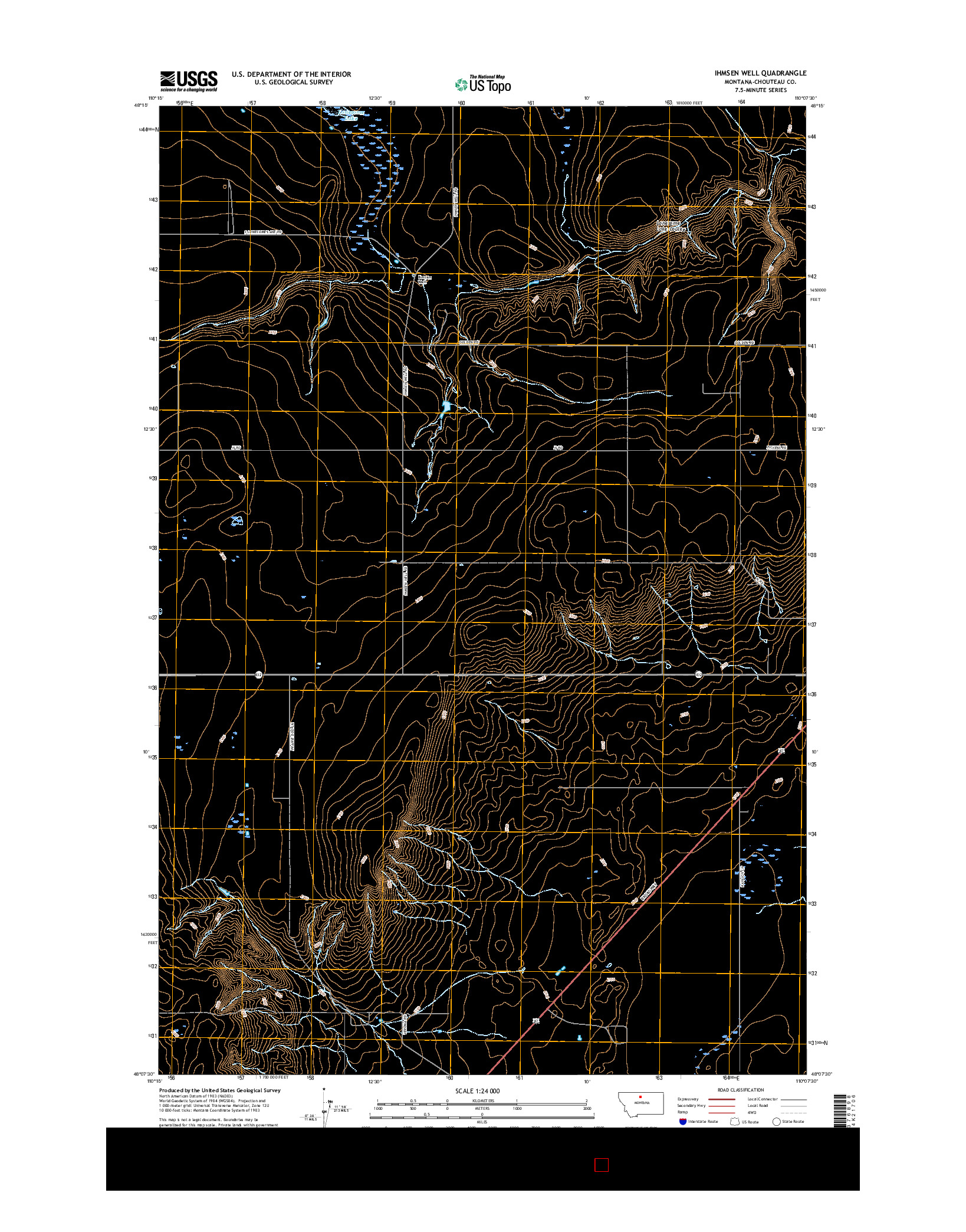 USGS US TOPO 7.5-MINUTE MAP FOR IHMSEN WELL, MT 2017