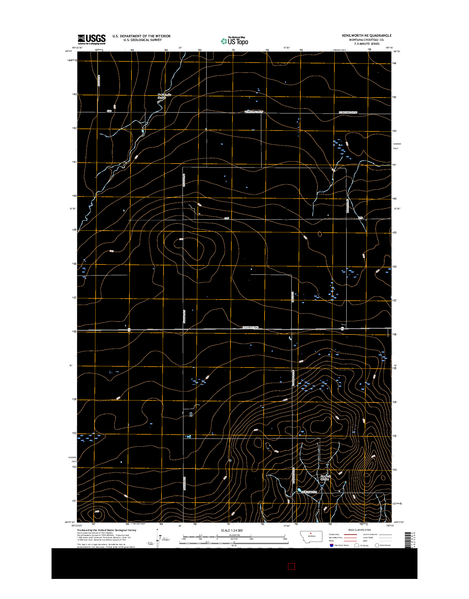 USGS US TOPO 7.5-MINUTE MAP FOR KENILWORTH NE, MT 2017