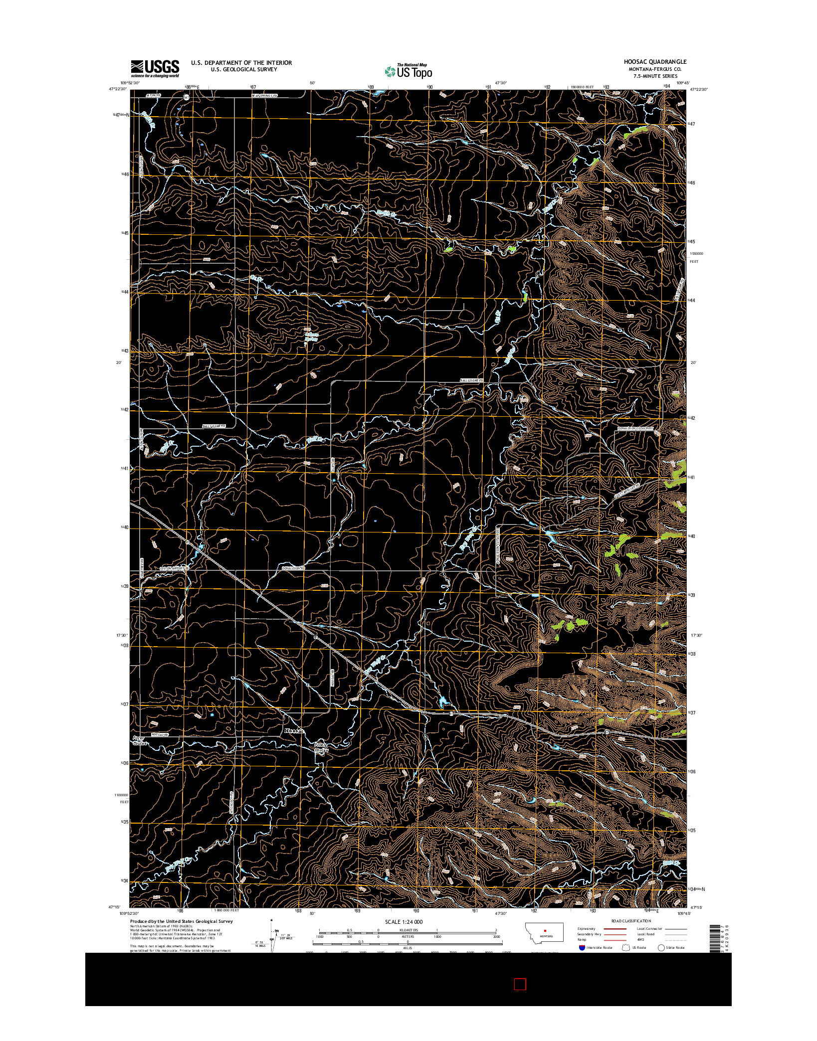 USGS US TOPO 7.5-MINUTE MAP FOR HOOSAC, MT 2017