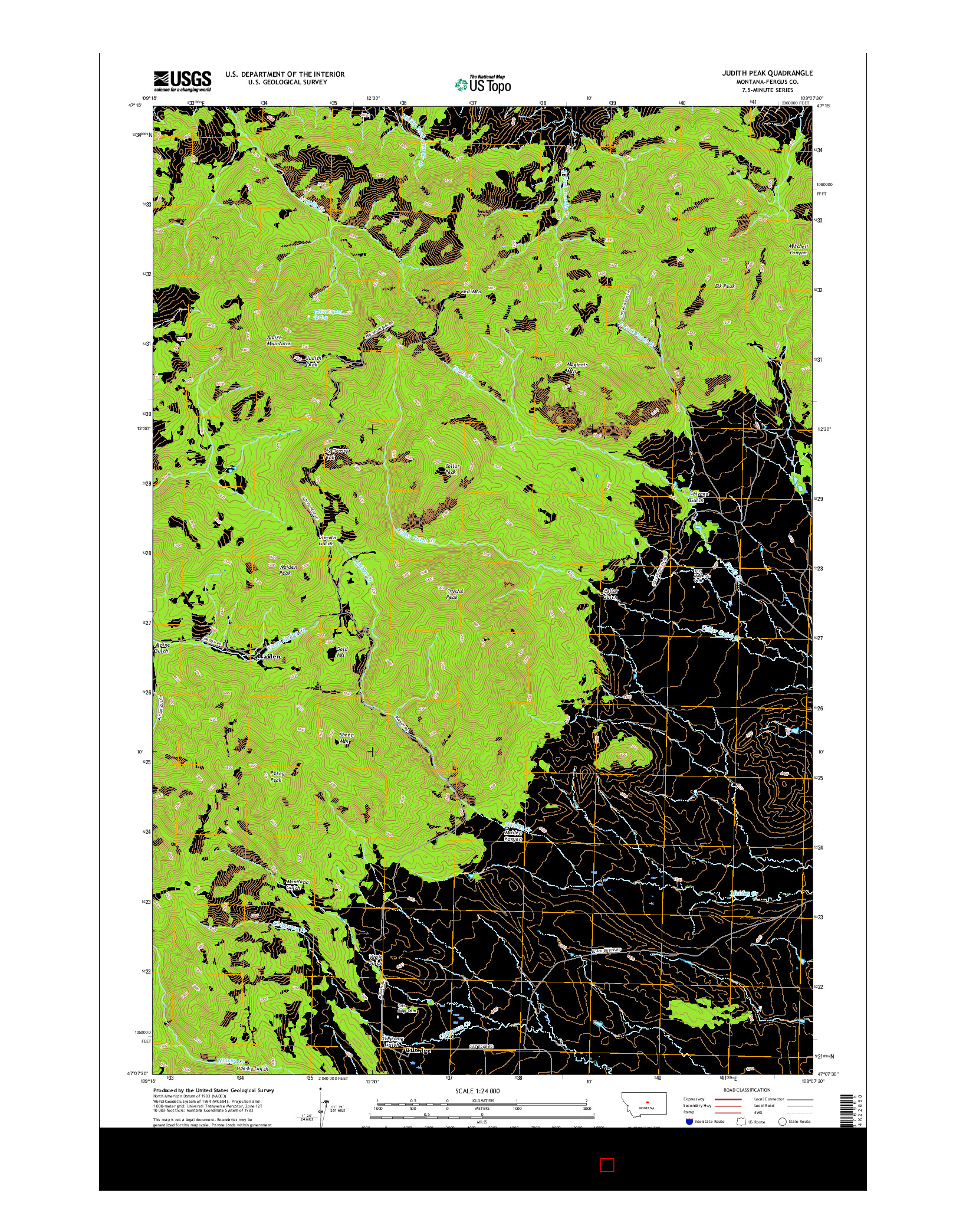 USGS US TOPO 7.5-MINUTE MAP FOR JUDITH PEAK, MT 2017