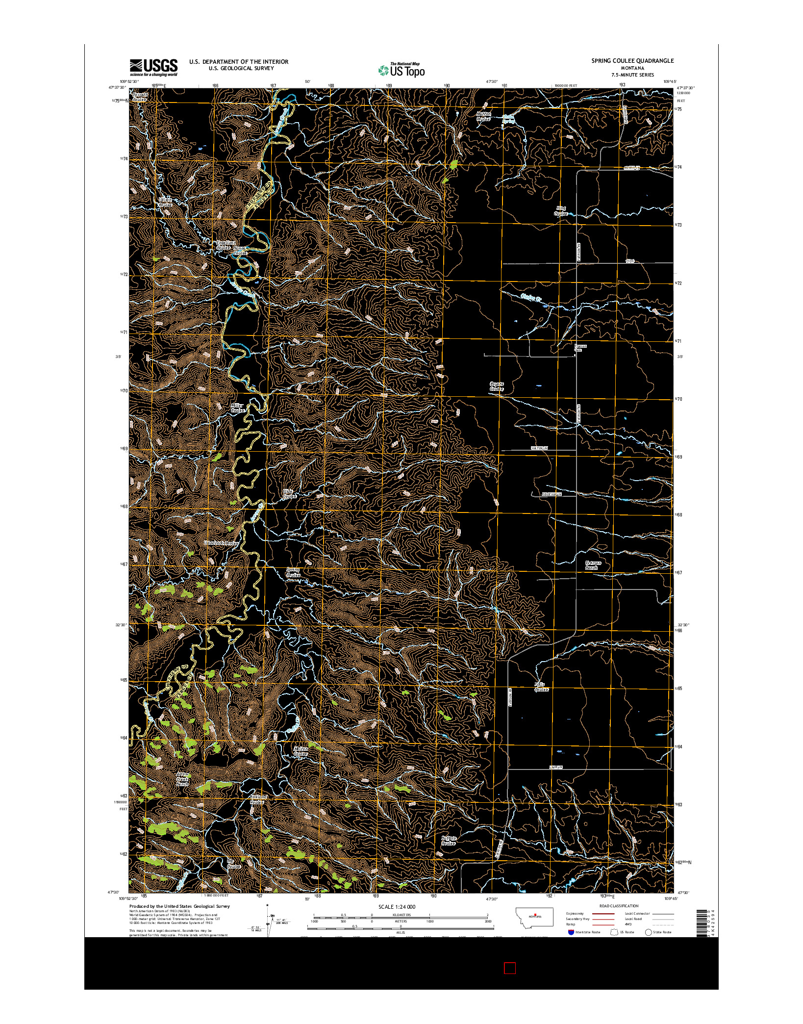 USGS US TOPO 7.5-MINUTE MAP FOR SPRING COULEE, MT 2017