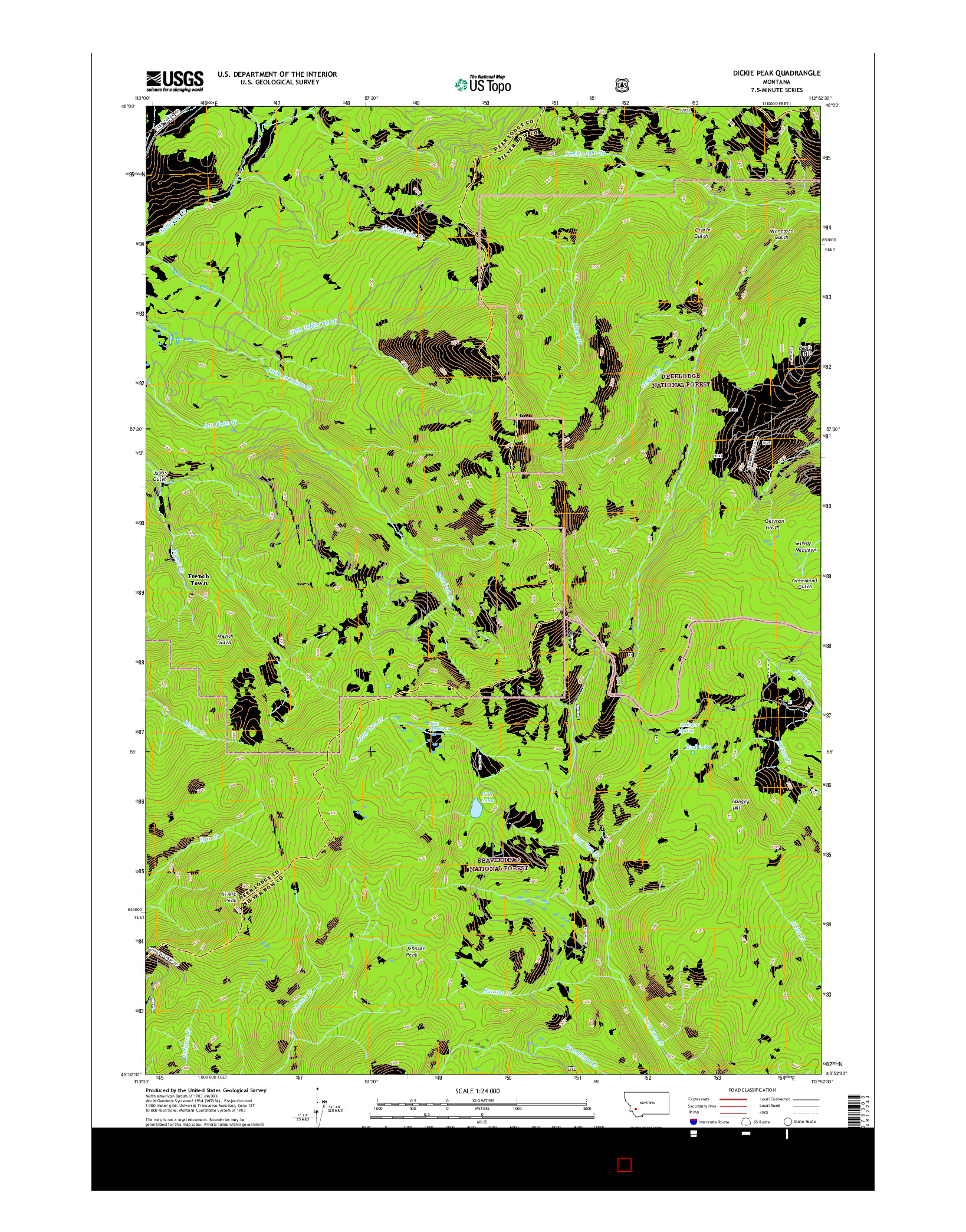 USGS US TOPO 7.5-MINUTE MAP FOR DICKIE PEAK, MT 2017