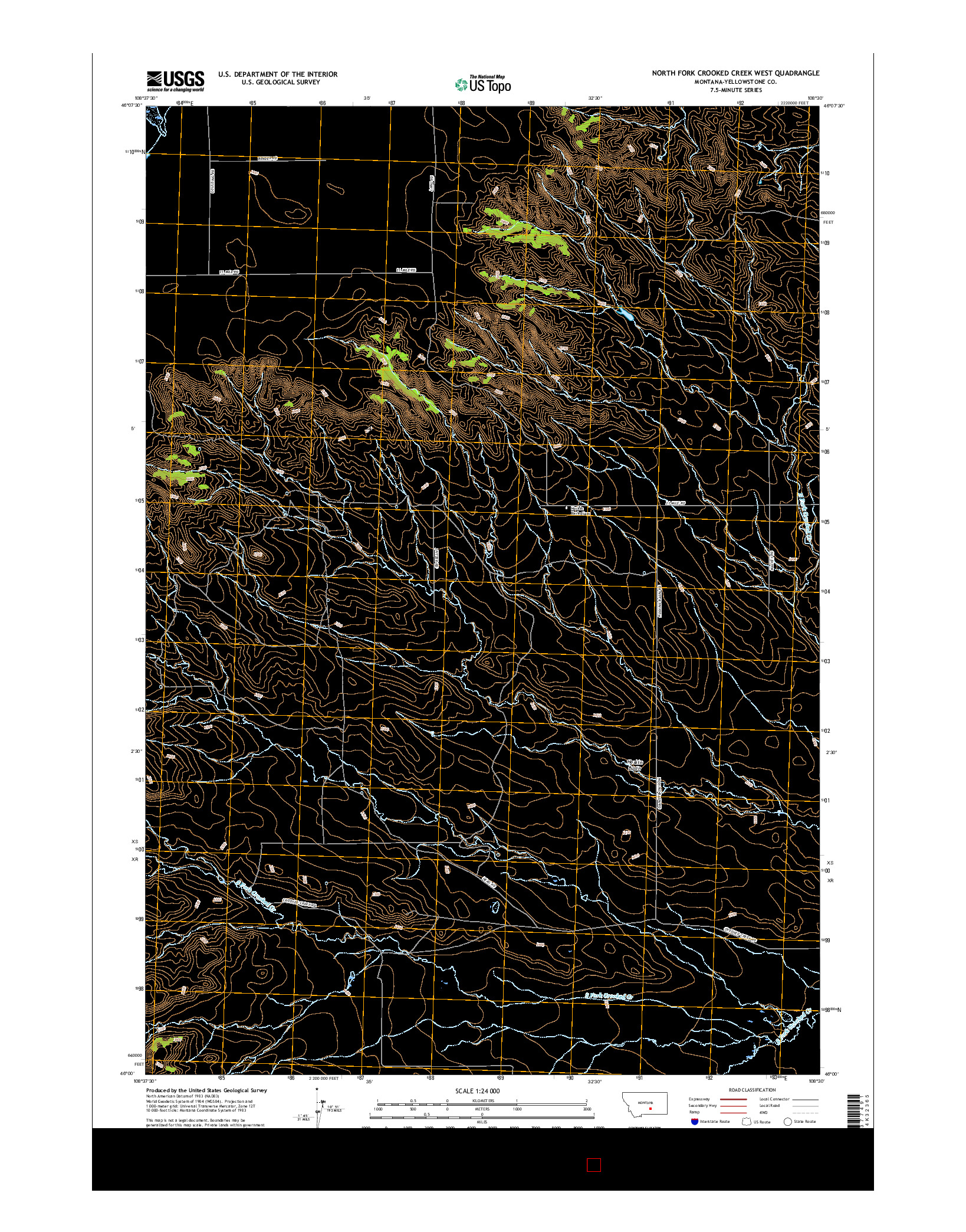 USGS US TOPO 7.5-MINUTE MAP FOR NORTH FORK CROOKED CREEK WEST, MT 2017