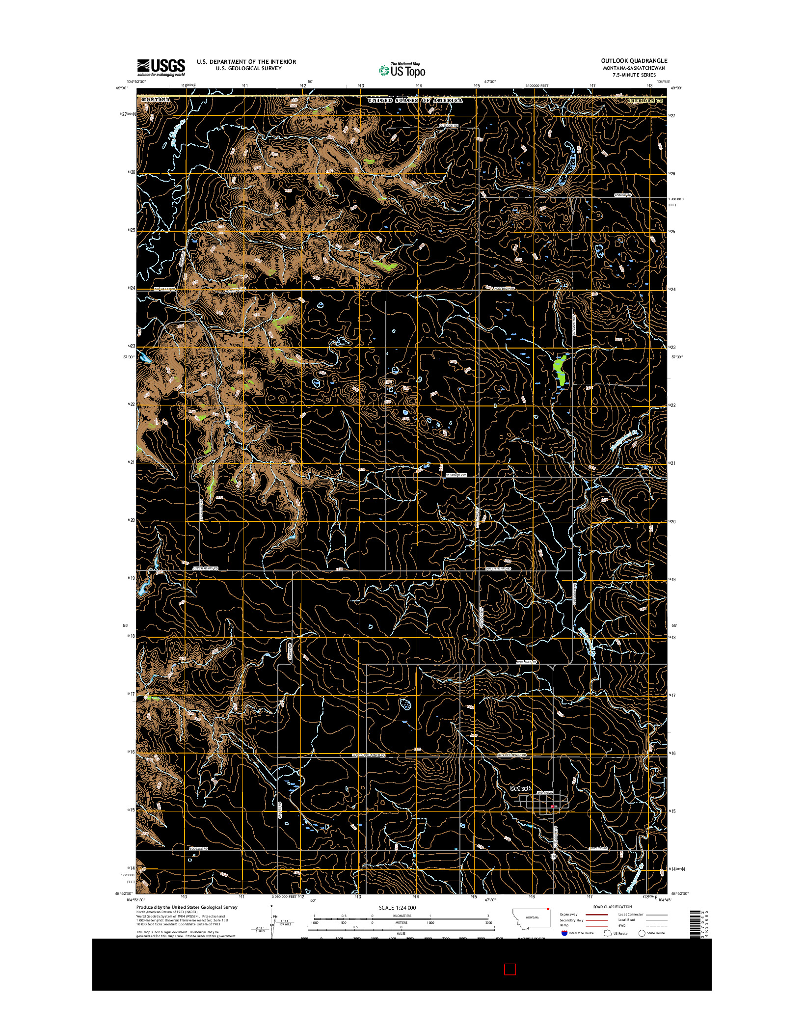 USGS US TOPO 7.5-MINUTE MAP FOR OUTLOOK, MT-SK 2017