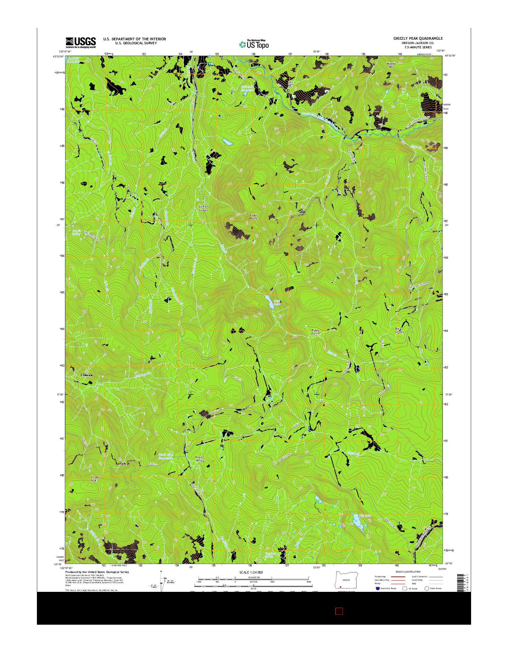 USGS US TOPO 7.5-MINUTE MAP FOR GRIZZLY PEAK, OR 2017