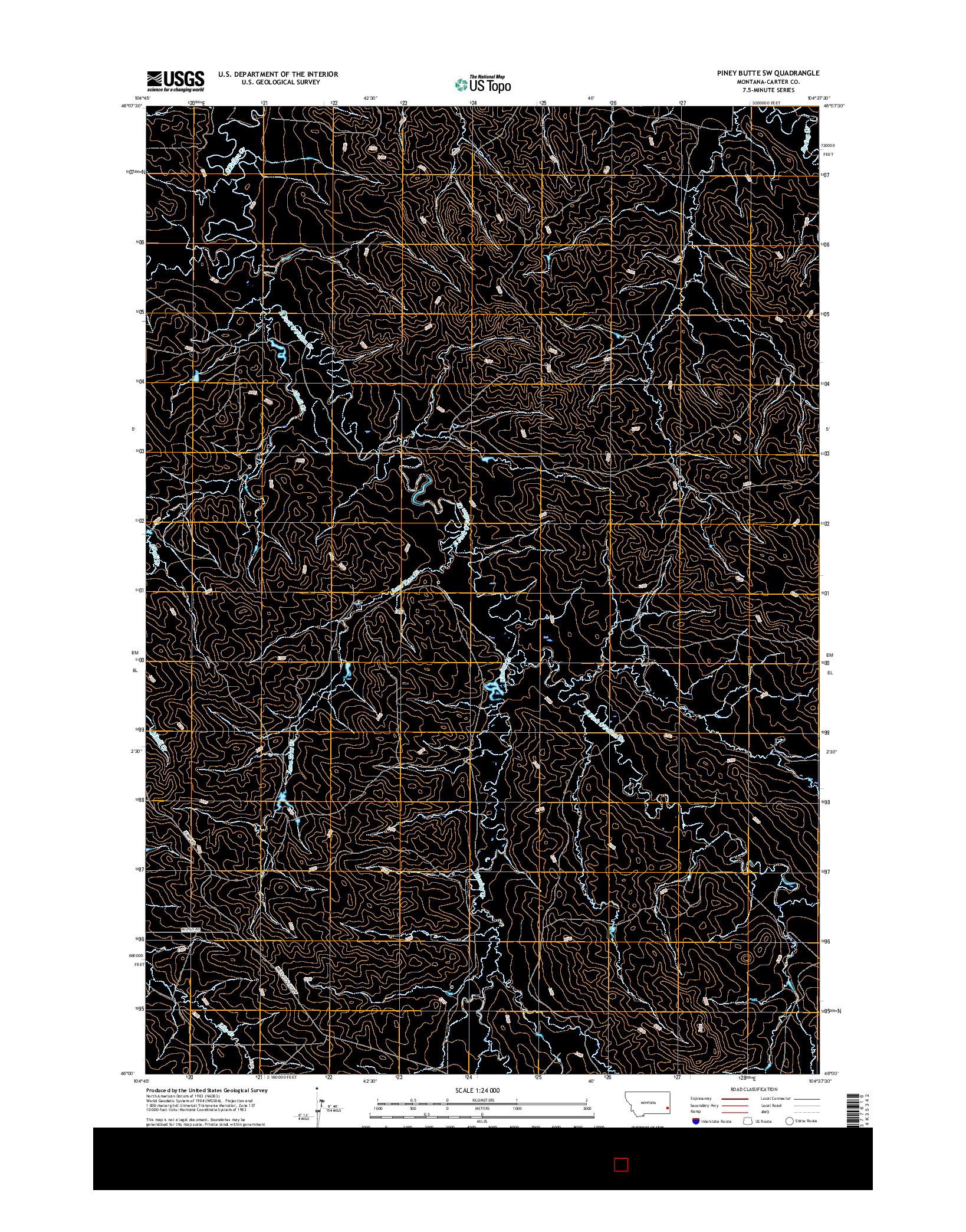 USGS US TOPO 7.5-MINUTE MAP FOR PINEY BUTTE SW, MT 2017