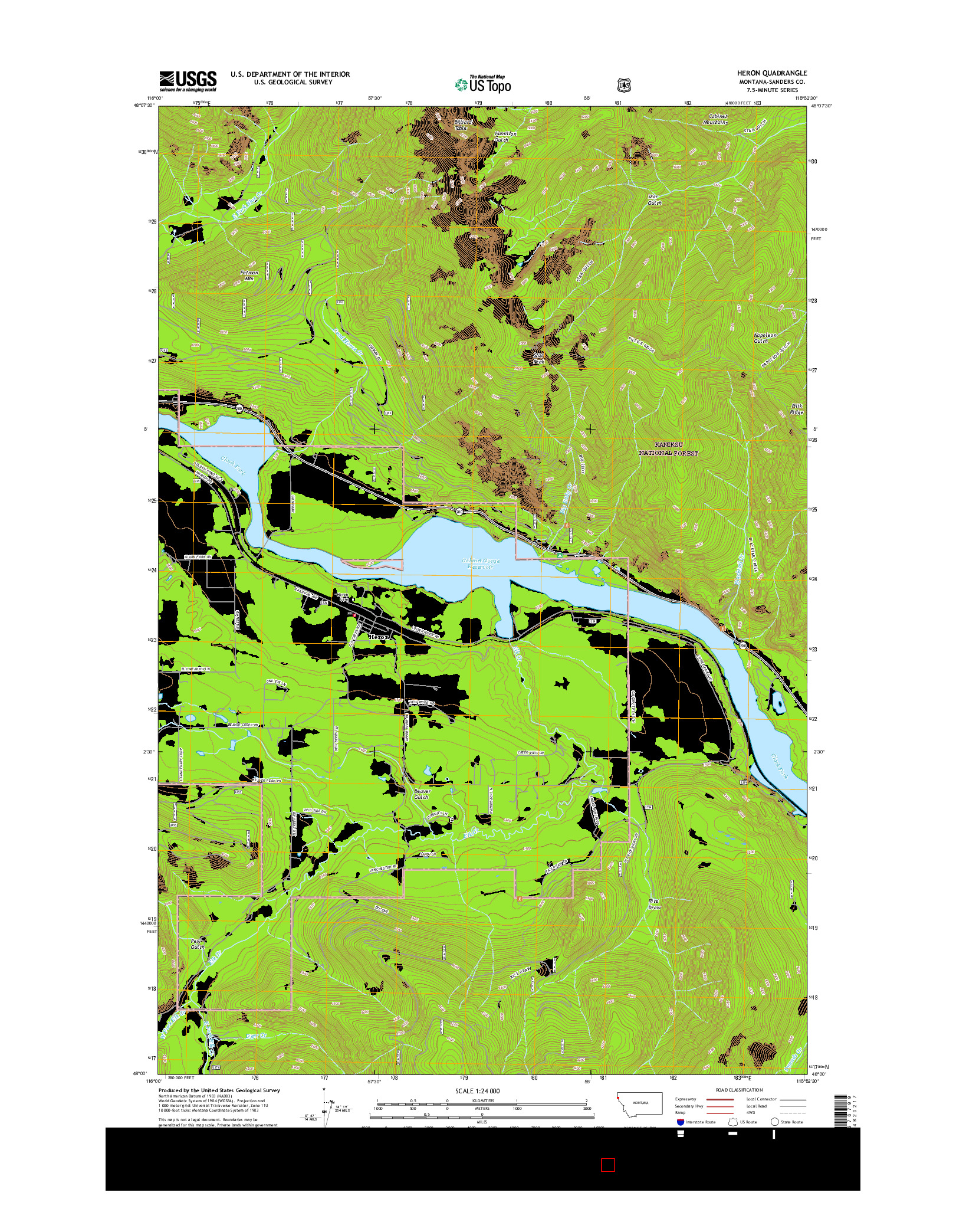 USGS US TOPO 7.5-MINUTE MAP FOR HERON, MT 2017