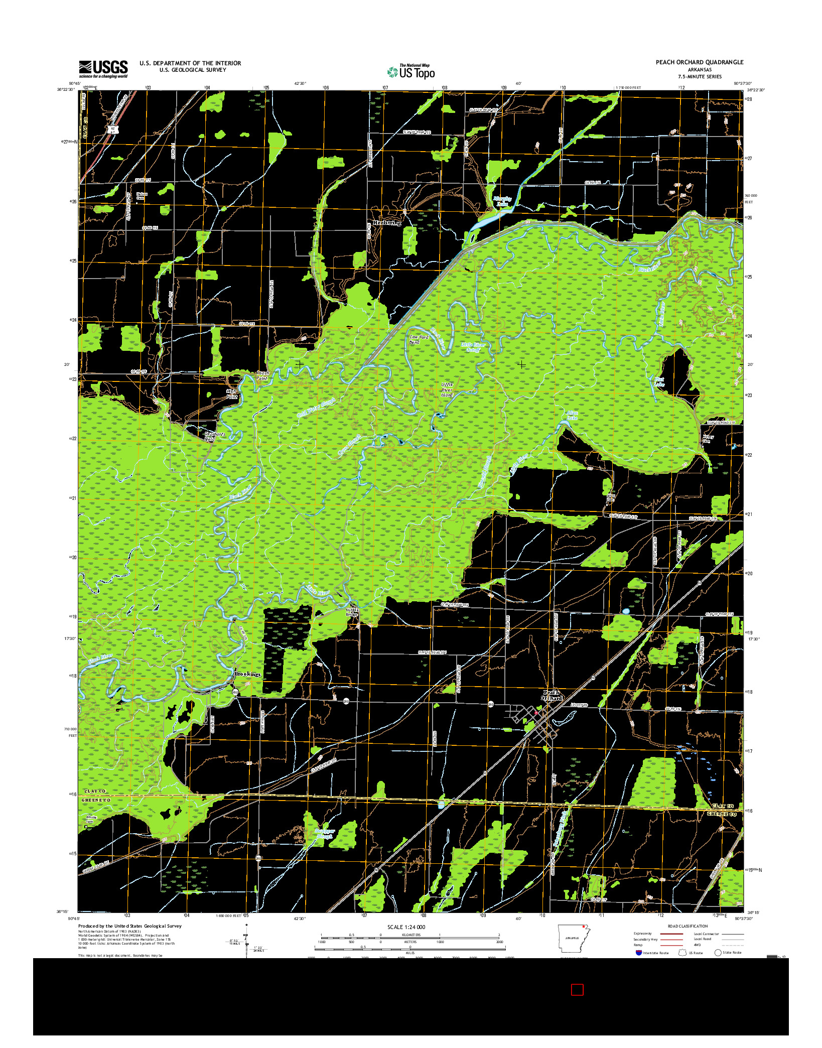 USGS US TOPO 7.5-MINUTE MAP FOR PEACH ORCHARD, AR 2017