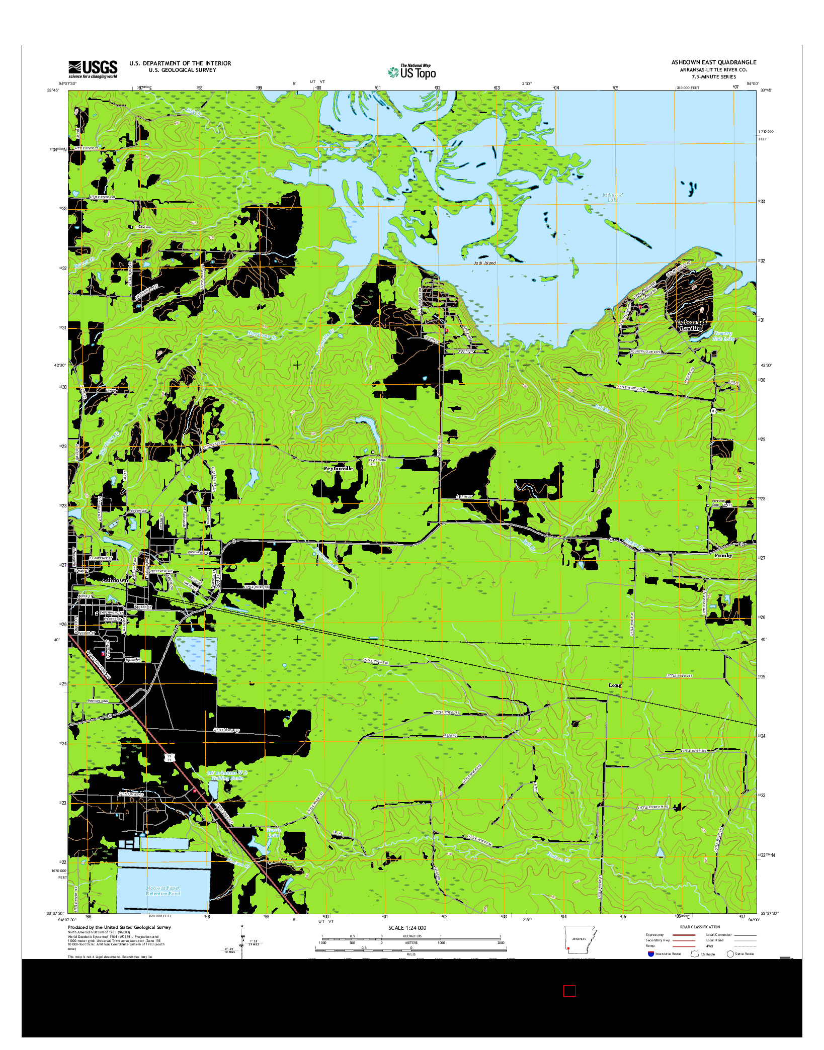 USGS US TOPO 7.5-MINUTE MAP FOR ASHDOWN EAST, AR 2017