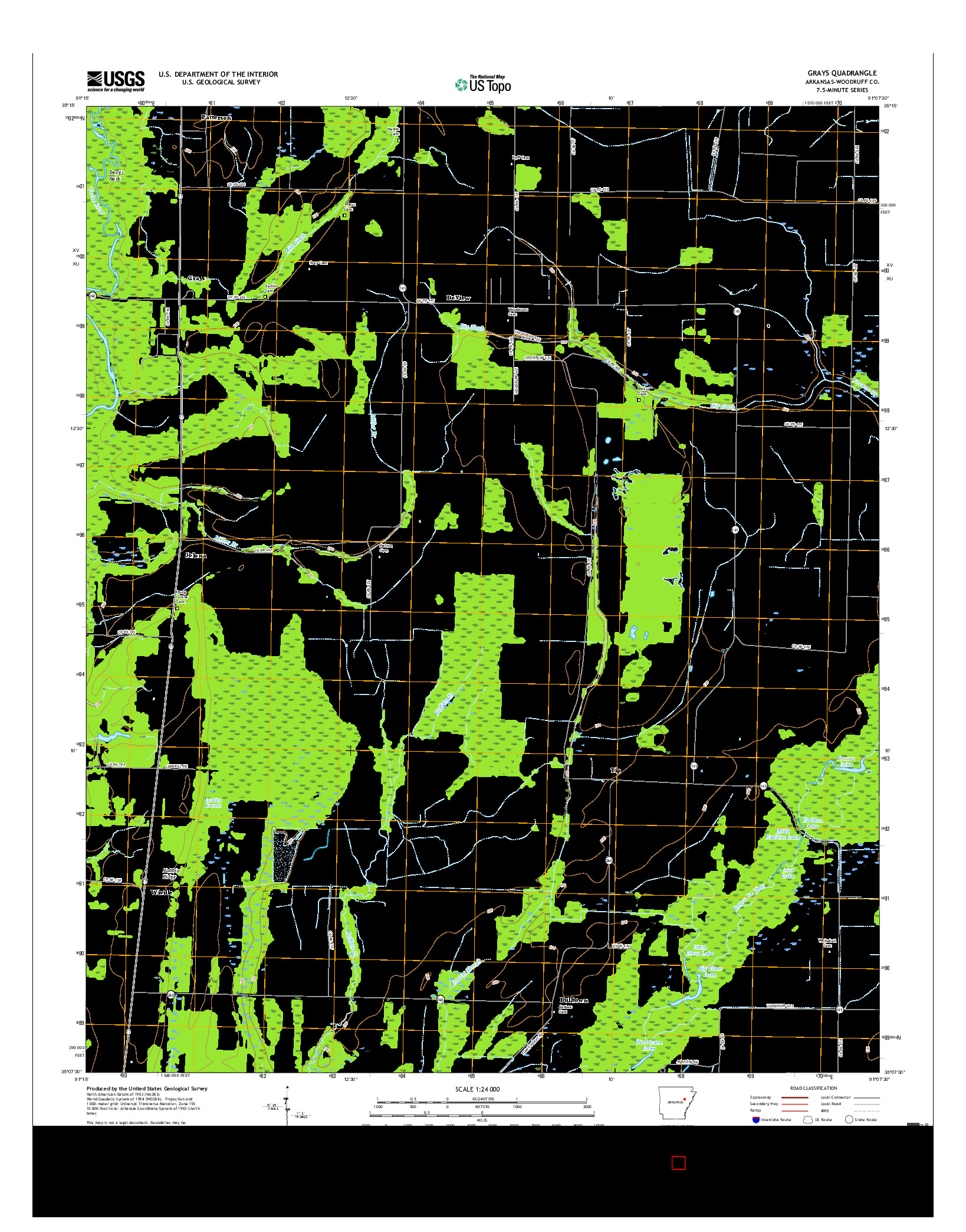 USGS US TOPO 7.5-MINUTE MAP FOR GRAYS, AR 2017