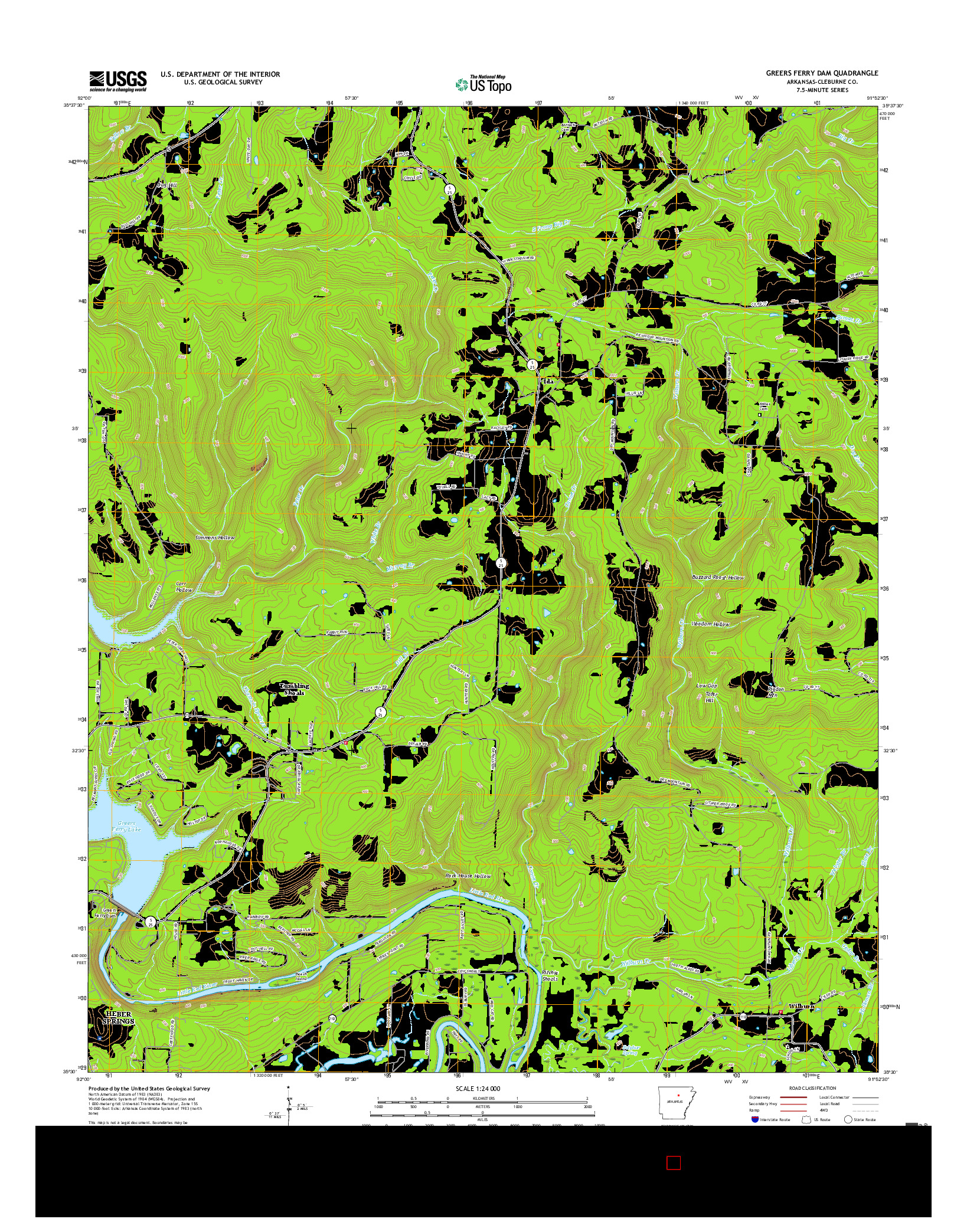 USGS US TOPO 7.5-MINUTE MAP FOR GREERS FERRY DAM, AR 2017