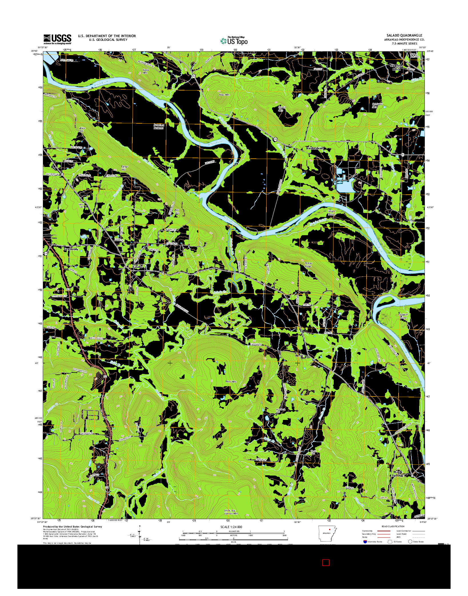 USGS US TOPO 7.5-MINUTE MAP FOR SALADO, AR 2017