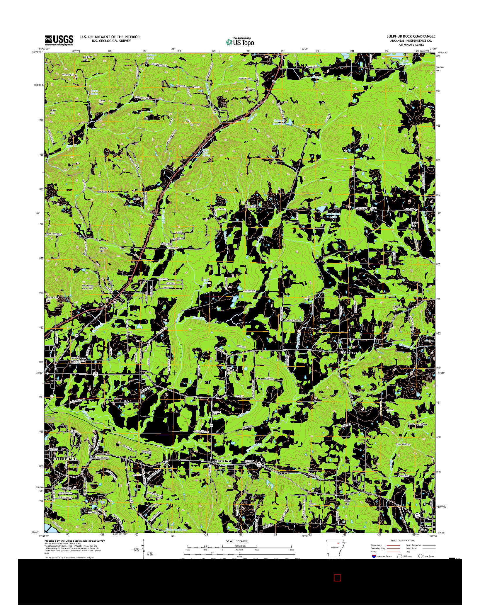 USGS US TOPO 7.5-MINUTE MAP FOR SULPHUR ROCK, AR 2017