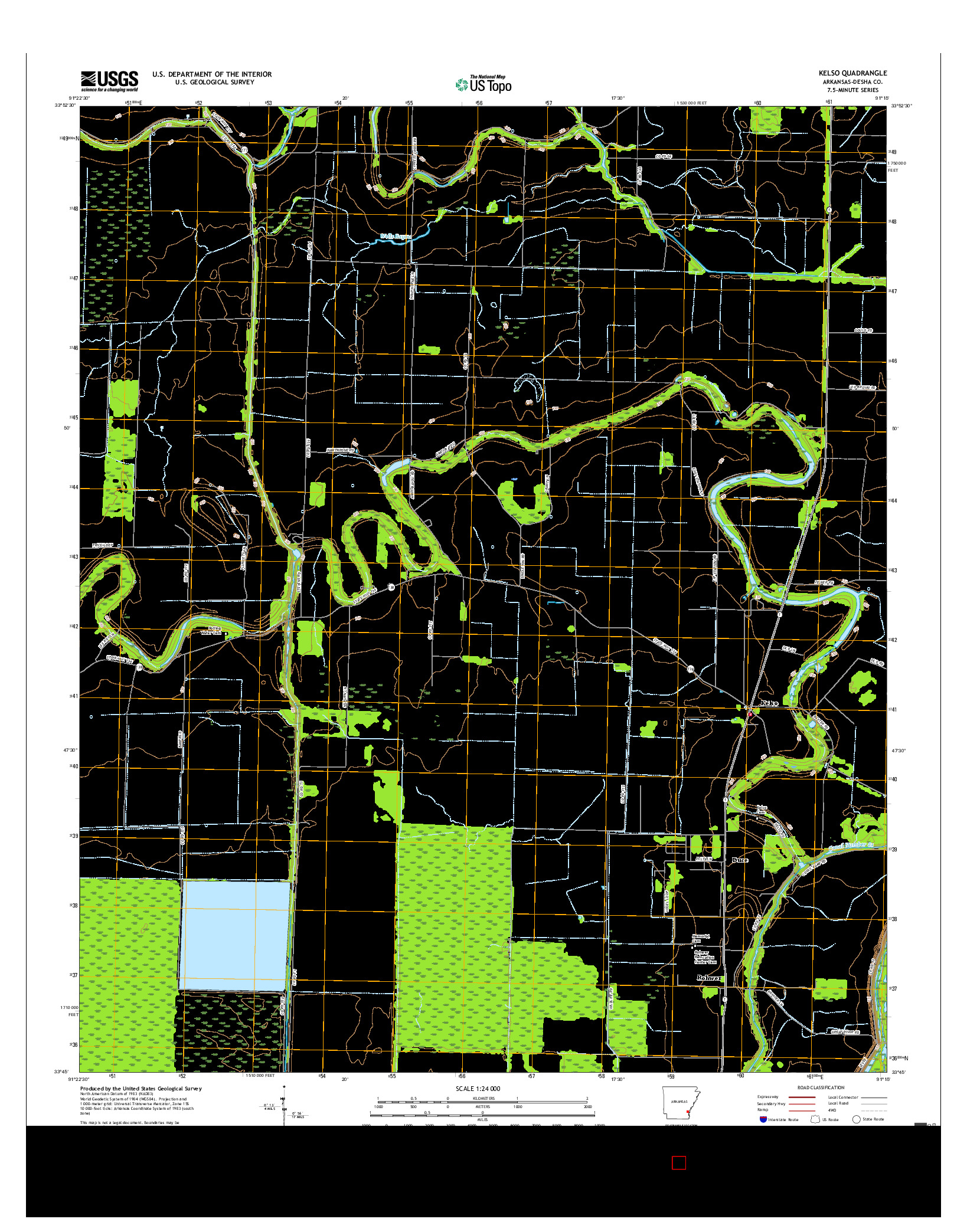 USGS US TOPO 7.5-MINUTE MAP FOR KELSO, AR 2017