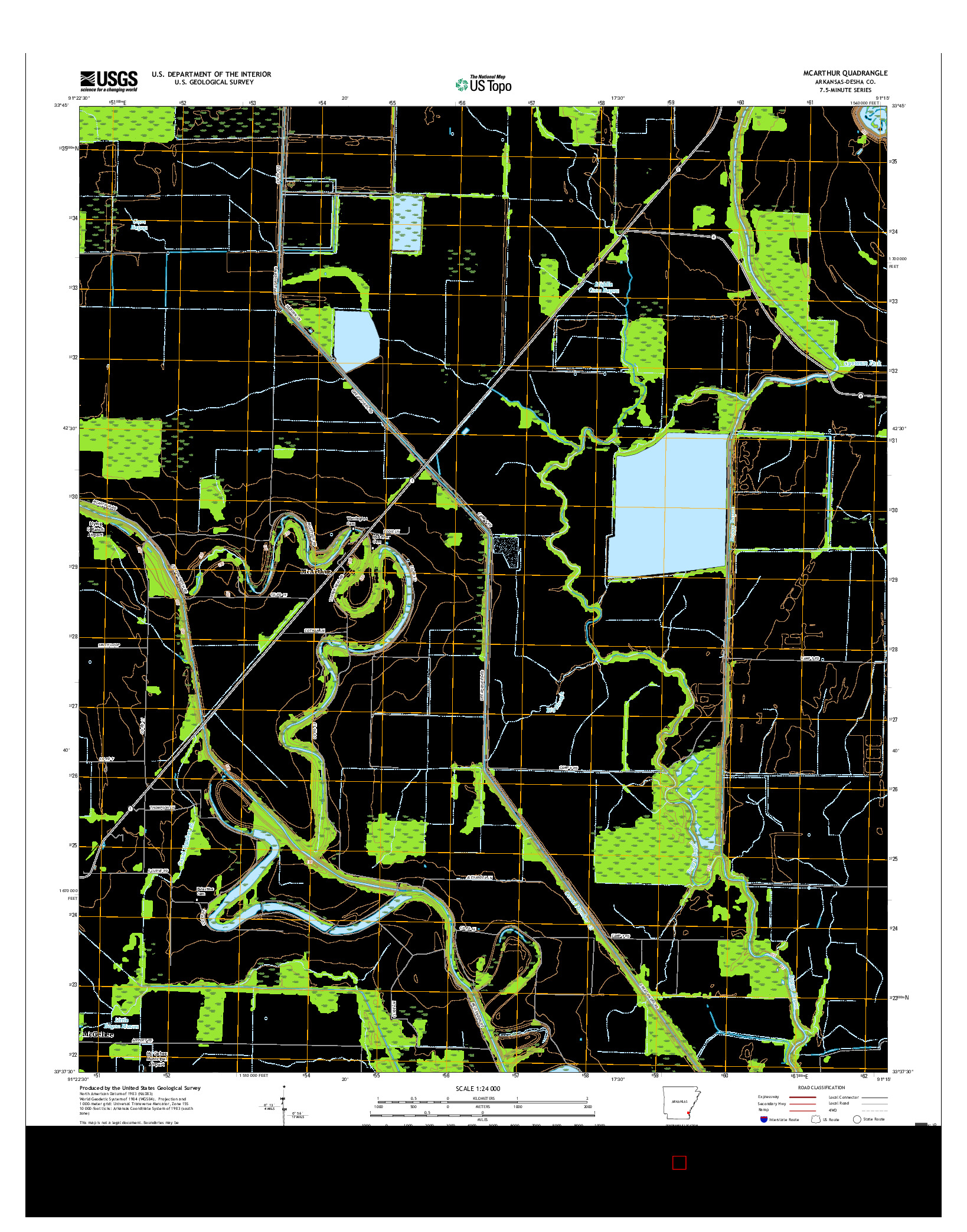 USGS US TOPO 7.5-MINUTE MAP FOR MCARTHUR, AR 2017