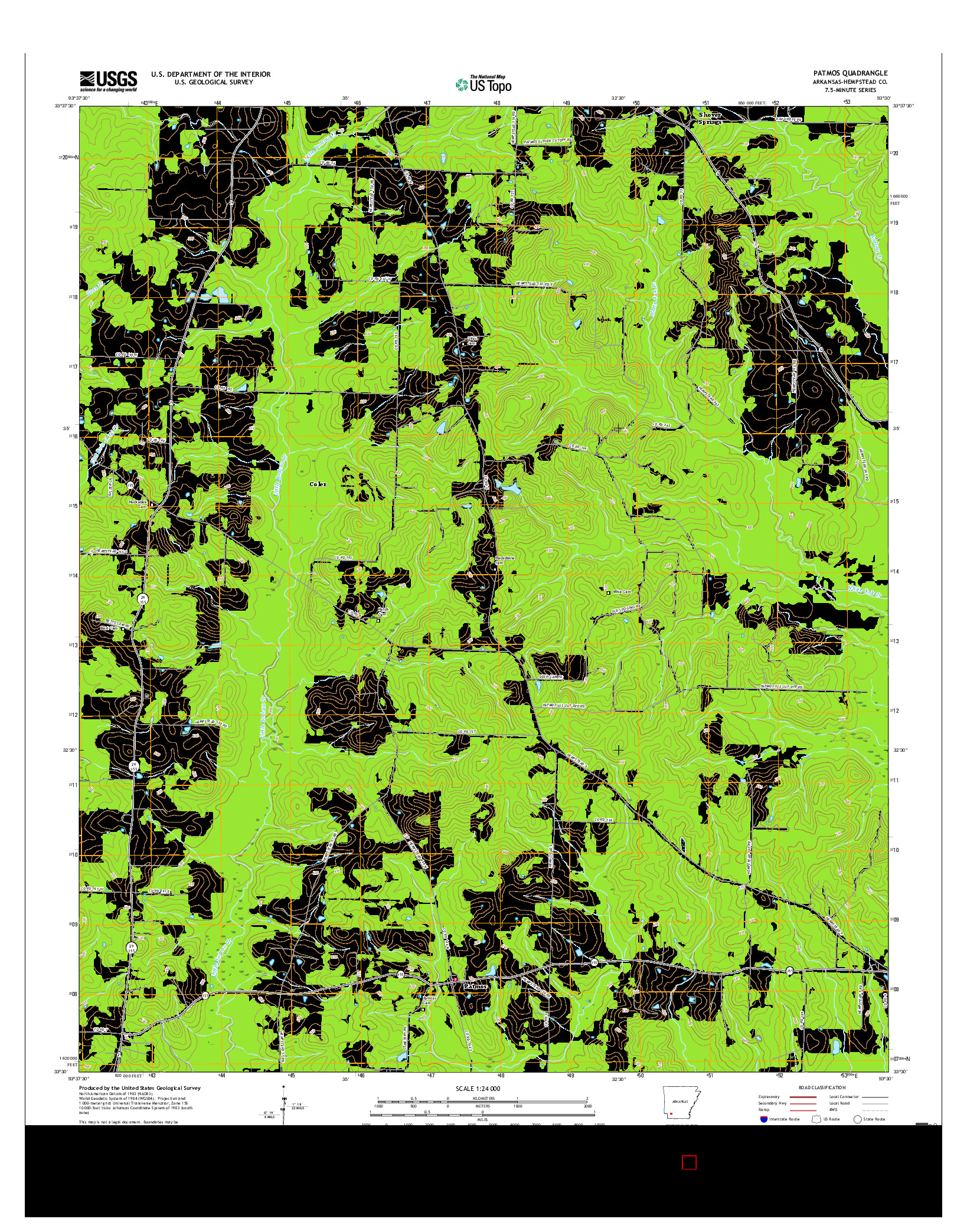 USGS US TOPO 7.5-MINUTE MAP FOR PATMOS, AR 2017