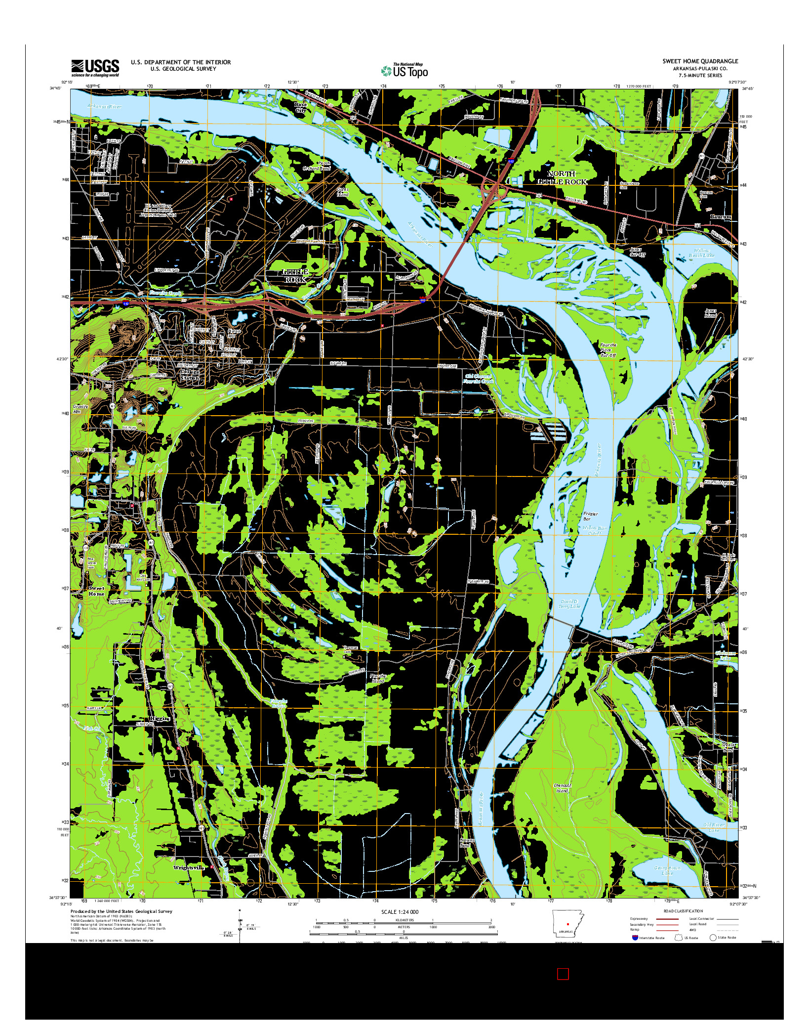 USGS US TOPO 7.5-MINUTE MAP FOR SWEET HOME, AR 2017