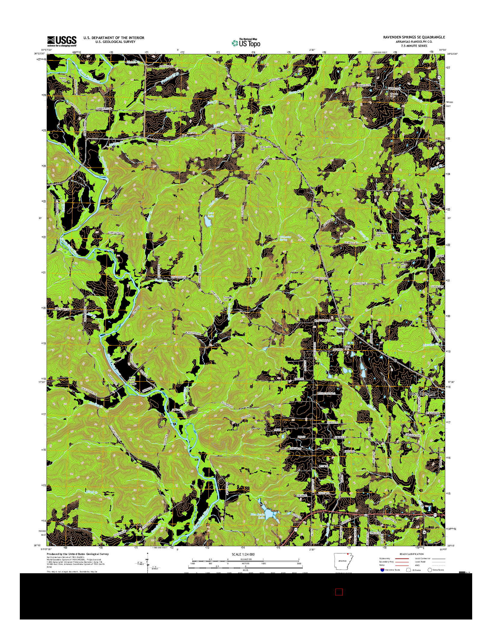 USGS US TOPO 7.5-MINUTE MAP FOR RAVENDEN SPRINGS SE, AR 2017