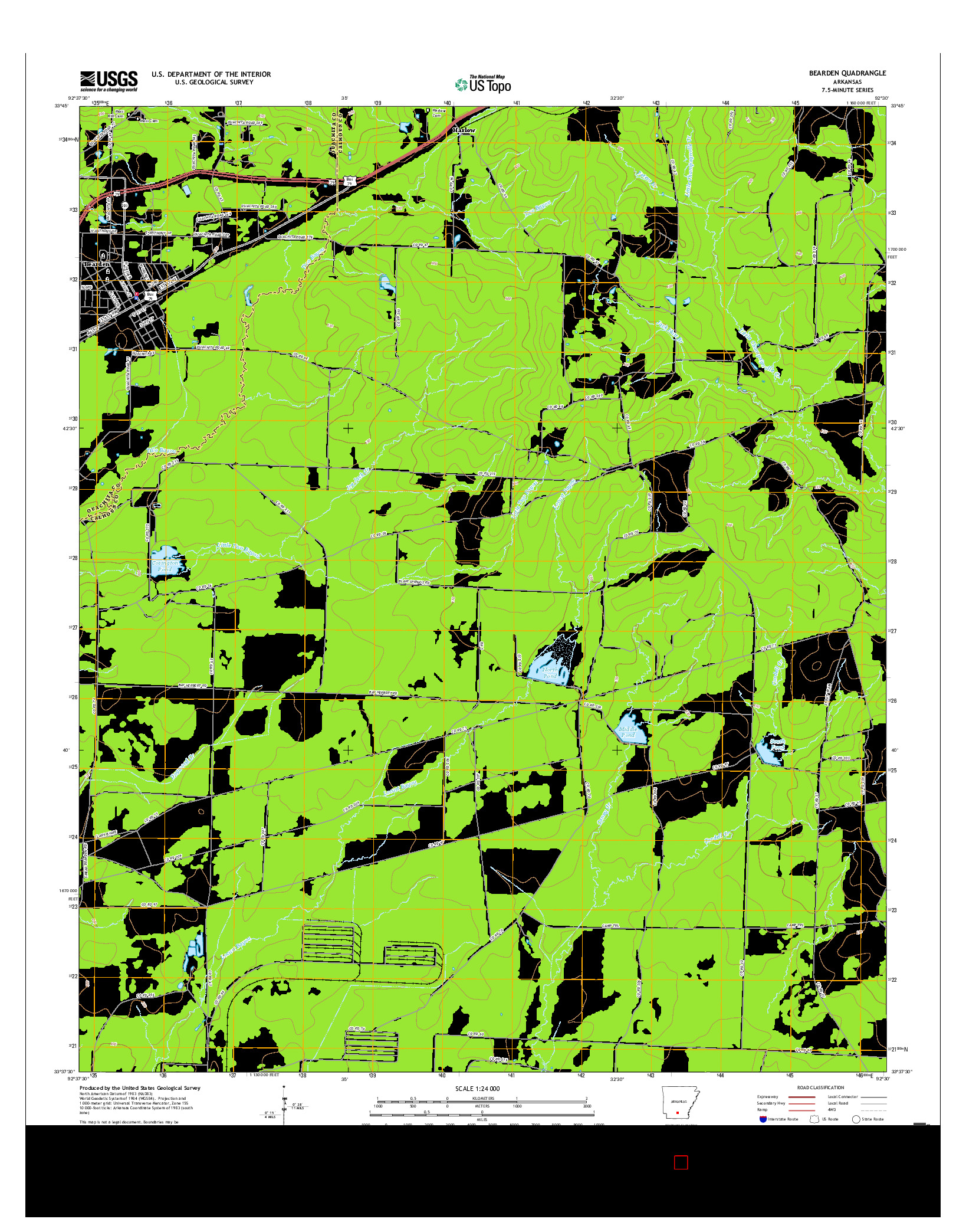 USGS US TOPO 7.5-MINUTE MAP FOR BEARDEN, AR 2017