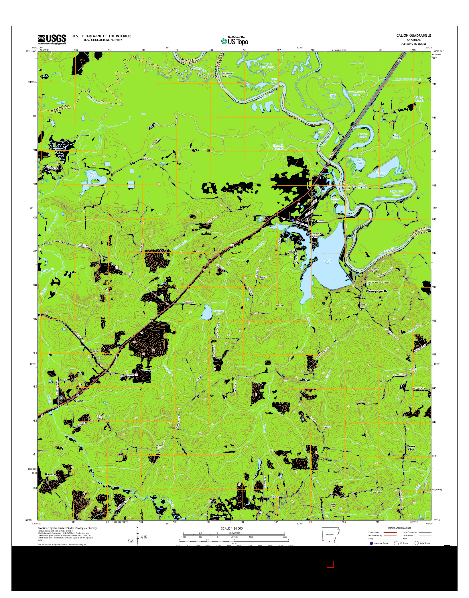 USGS US TOPO 7.5-MINUTE MAP FOR CALION, AR 2017