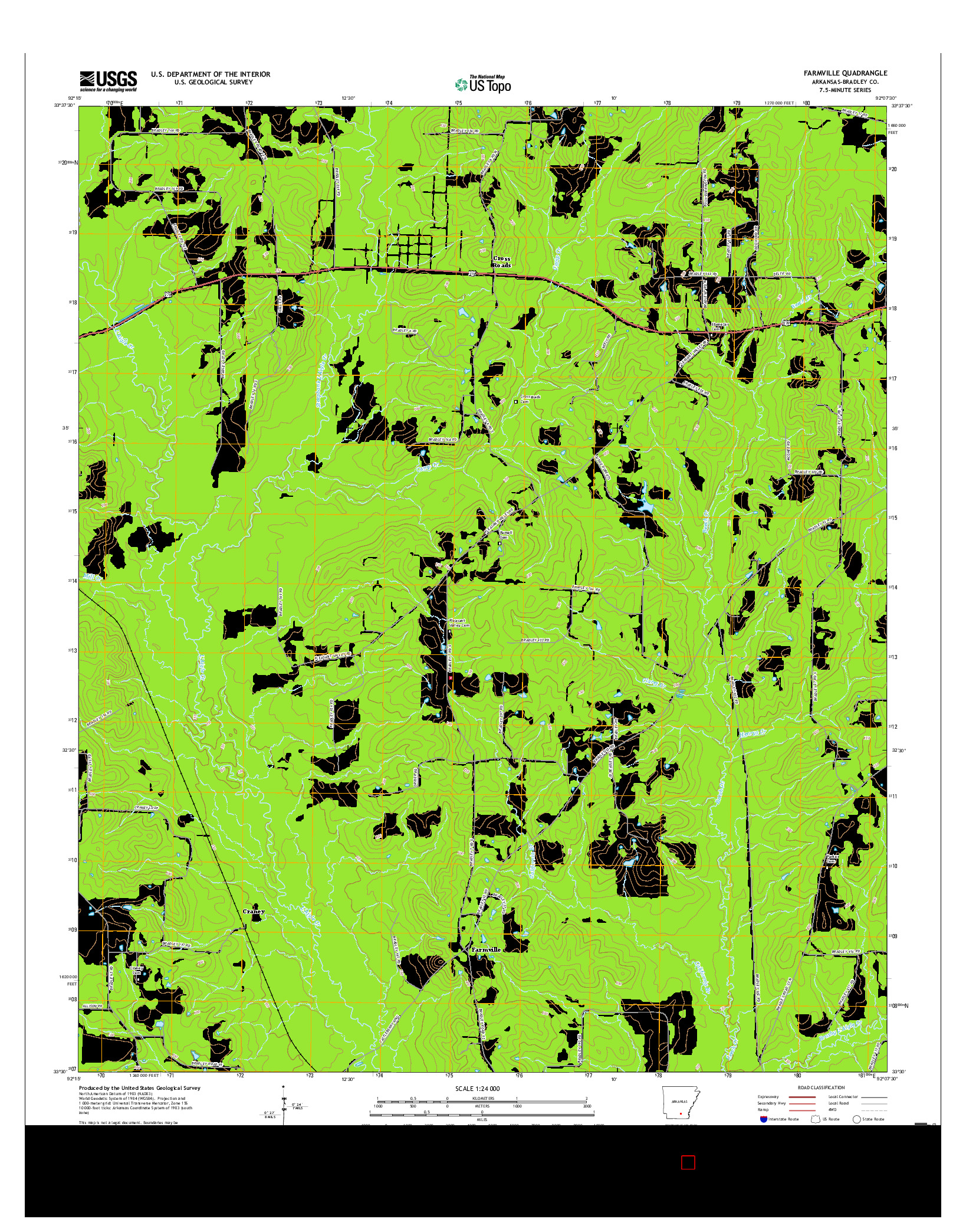 USGS US TOPO 7.5-MINUTE MAP FOR FARMVILLE, AR 2017