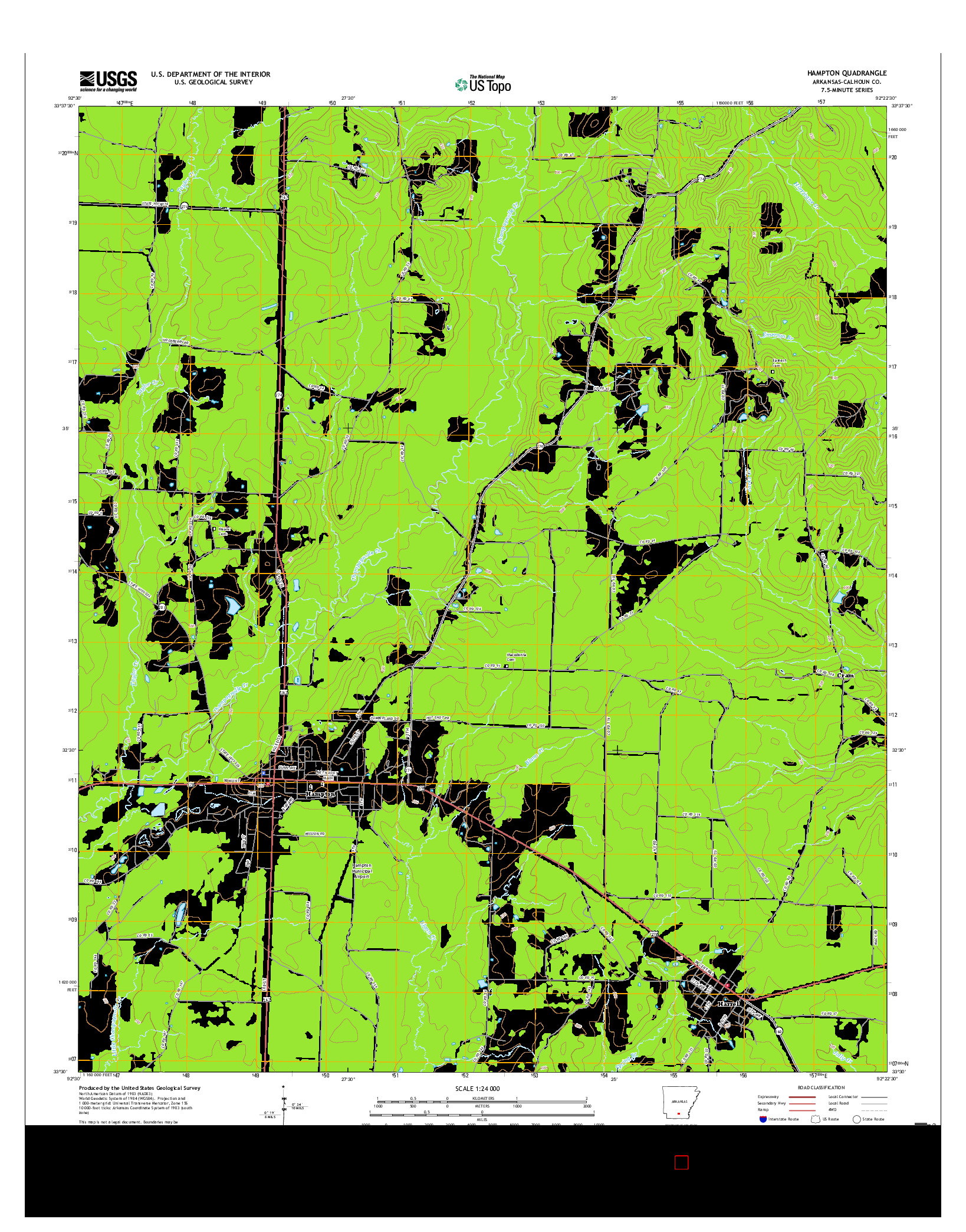 USGS US TOPO 7.5-MINUTE MAP FOR HAMPTON, AR 2017