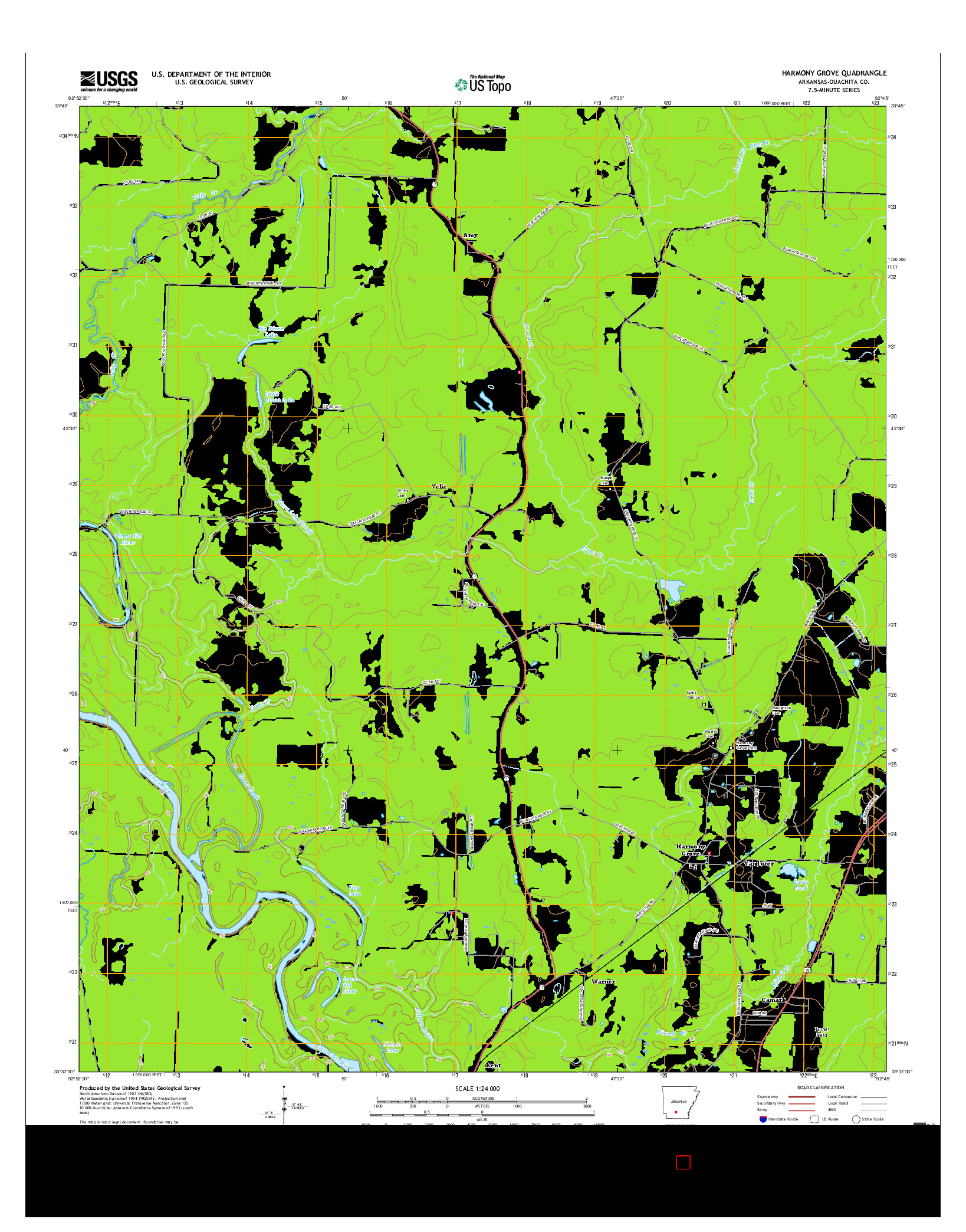 USGS US TOPO 7.5-MINUTE MAP FOR HARMONY GROVE, AR 2017