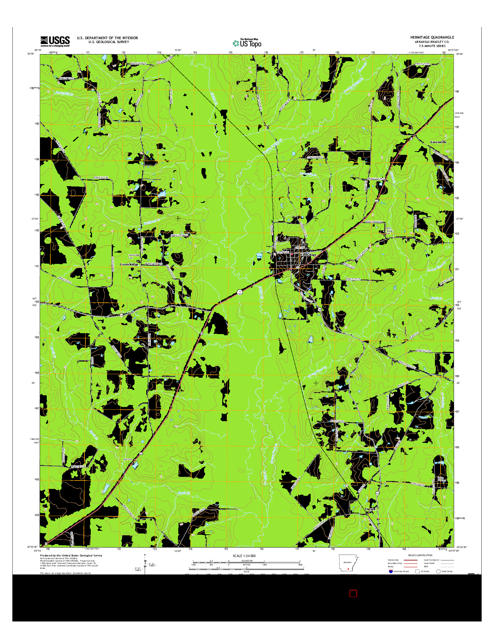 USGS US TOPO 7.5-MINUTE MAP FOR HERMITAGE, AR 2017