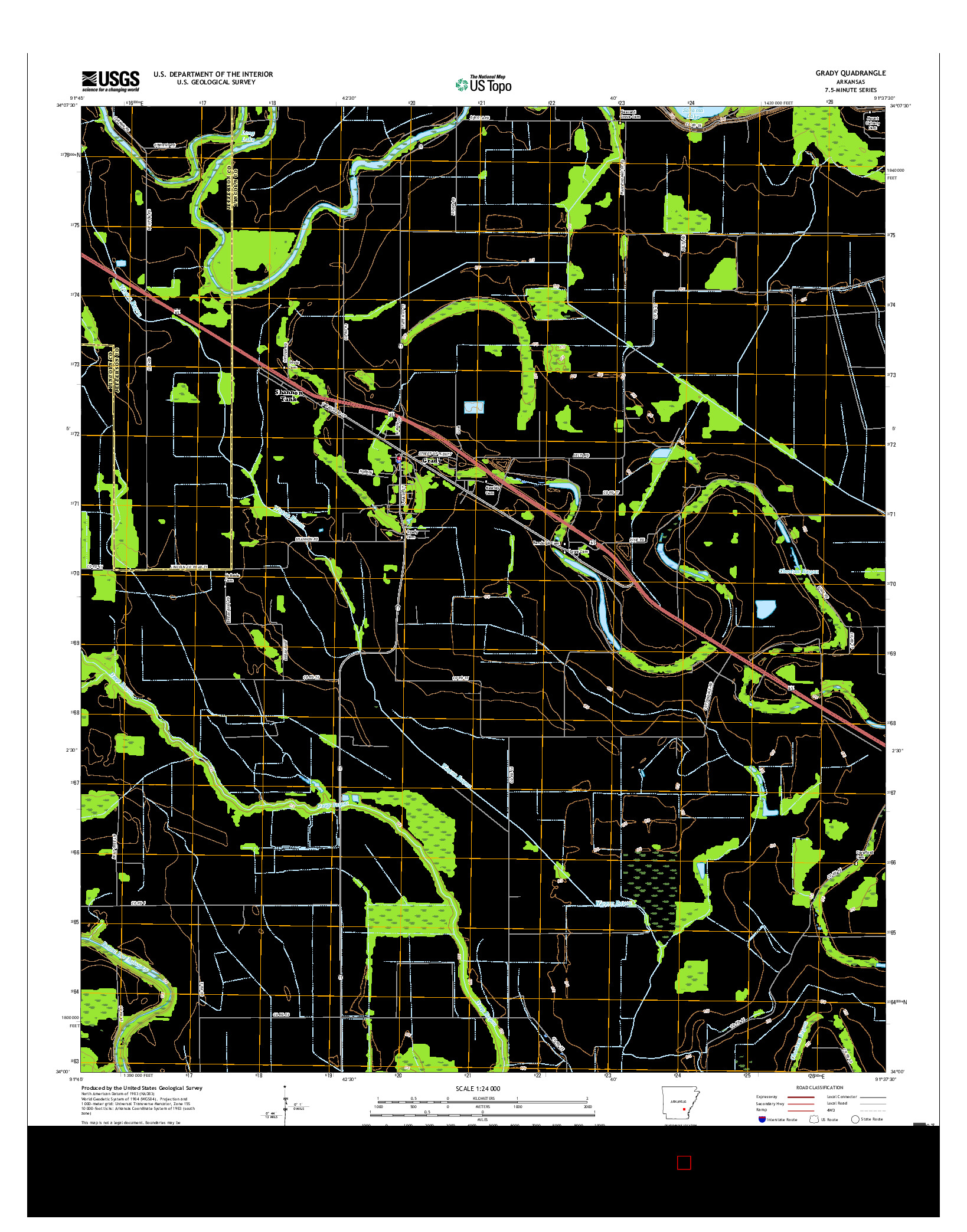 USGS US TOPO 7.5-MINUTE MAP FOR GRADY, AR 2017