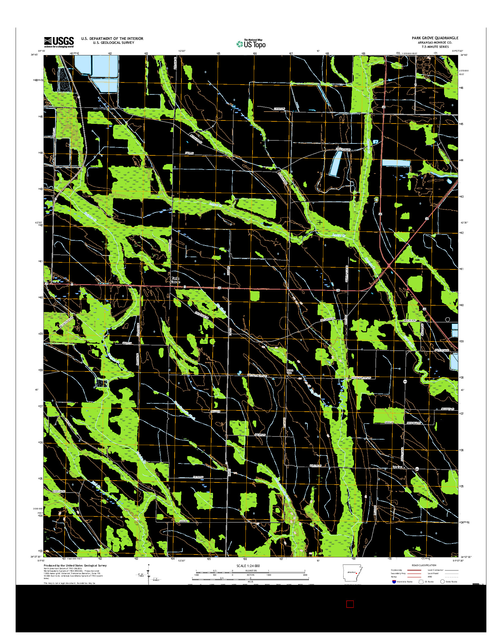 USGS US TOPO 7.5-MINUTE MAP FOR PARK GROVE, AR 2017