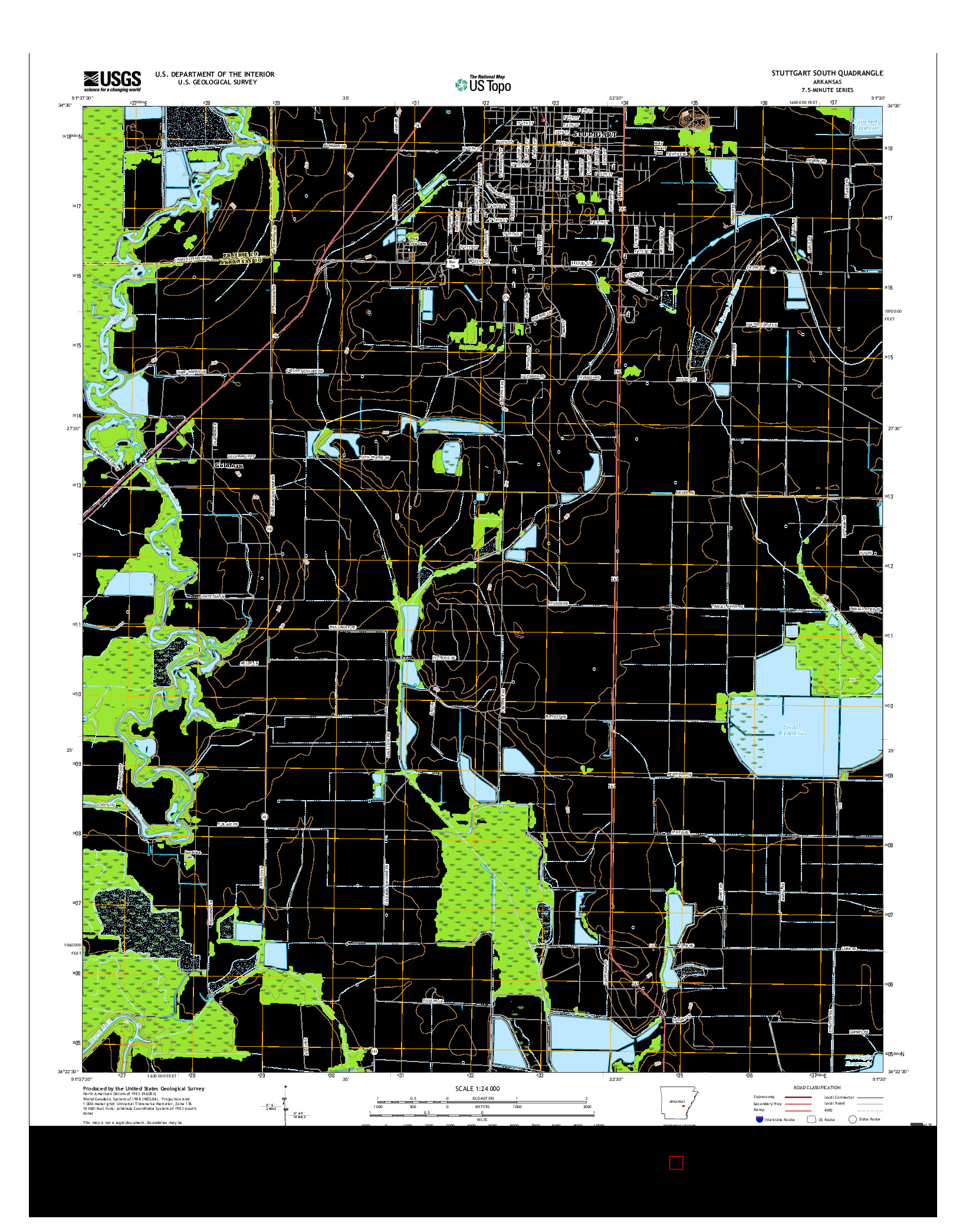 USGS US TOPO 7.5-MINUTE MAP FOR STUTTGART SOUTH, AR 2017