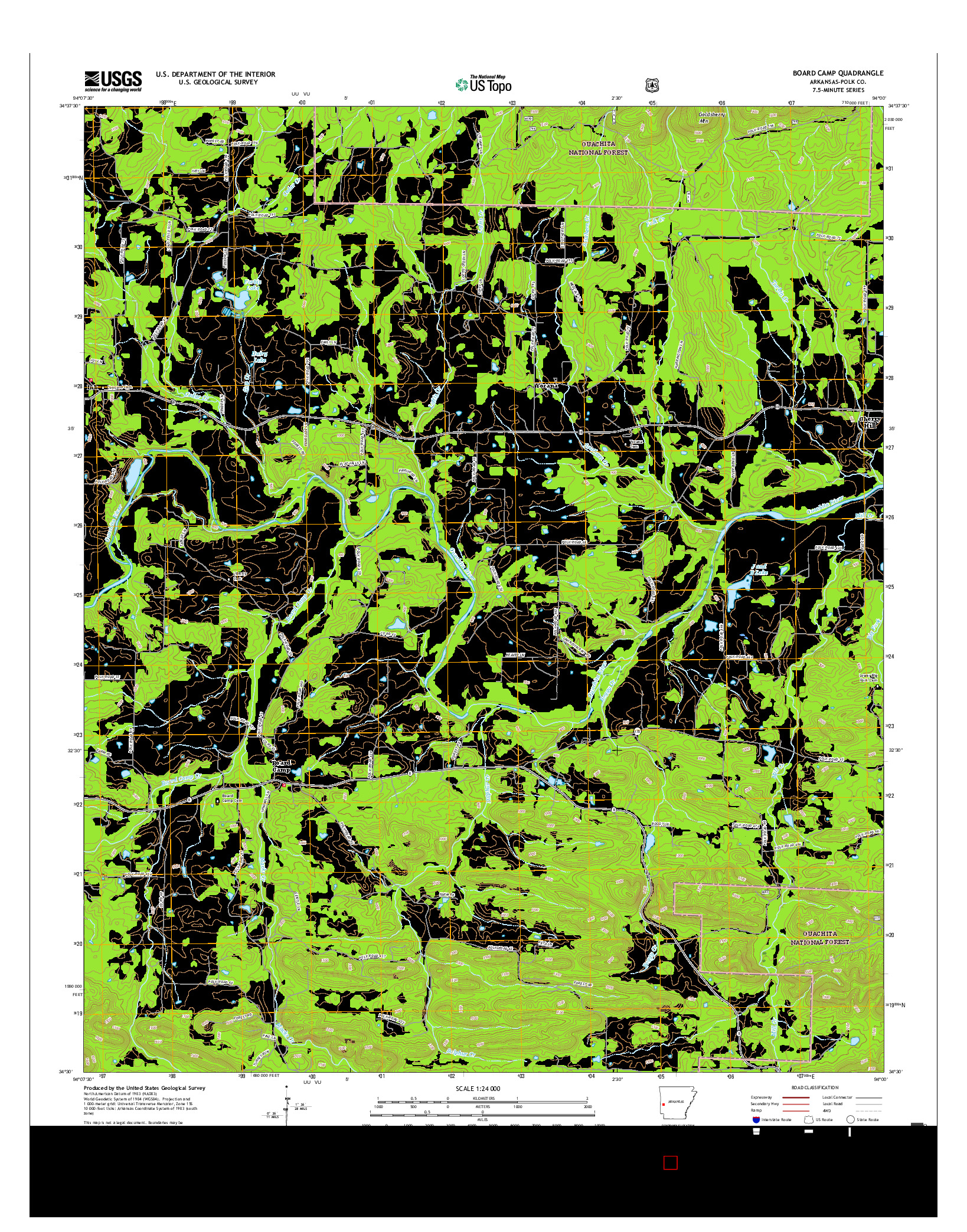 USGS US TOPO 7.5-MINUTE MAP FOR BOARD CAMP, AR 2017