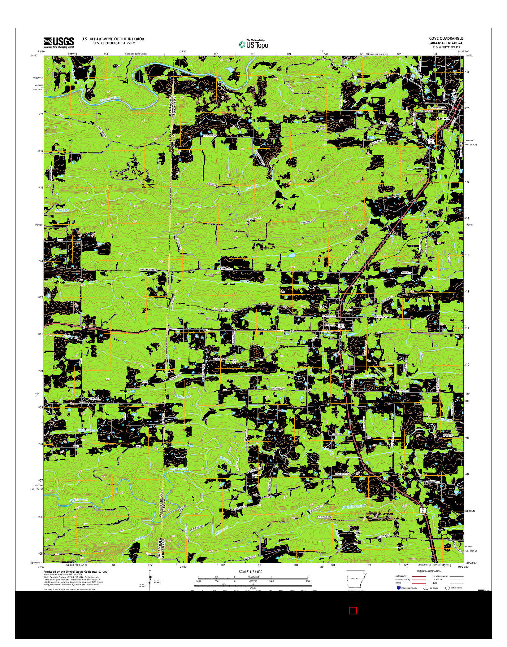 USGS US TOPO 7.5-MINUTE MAP FOR COVE, AR-OK 2017