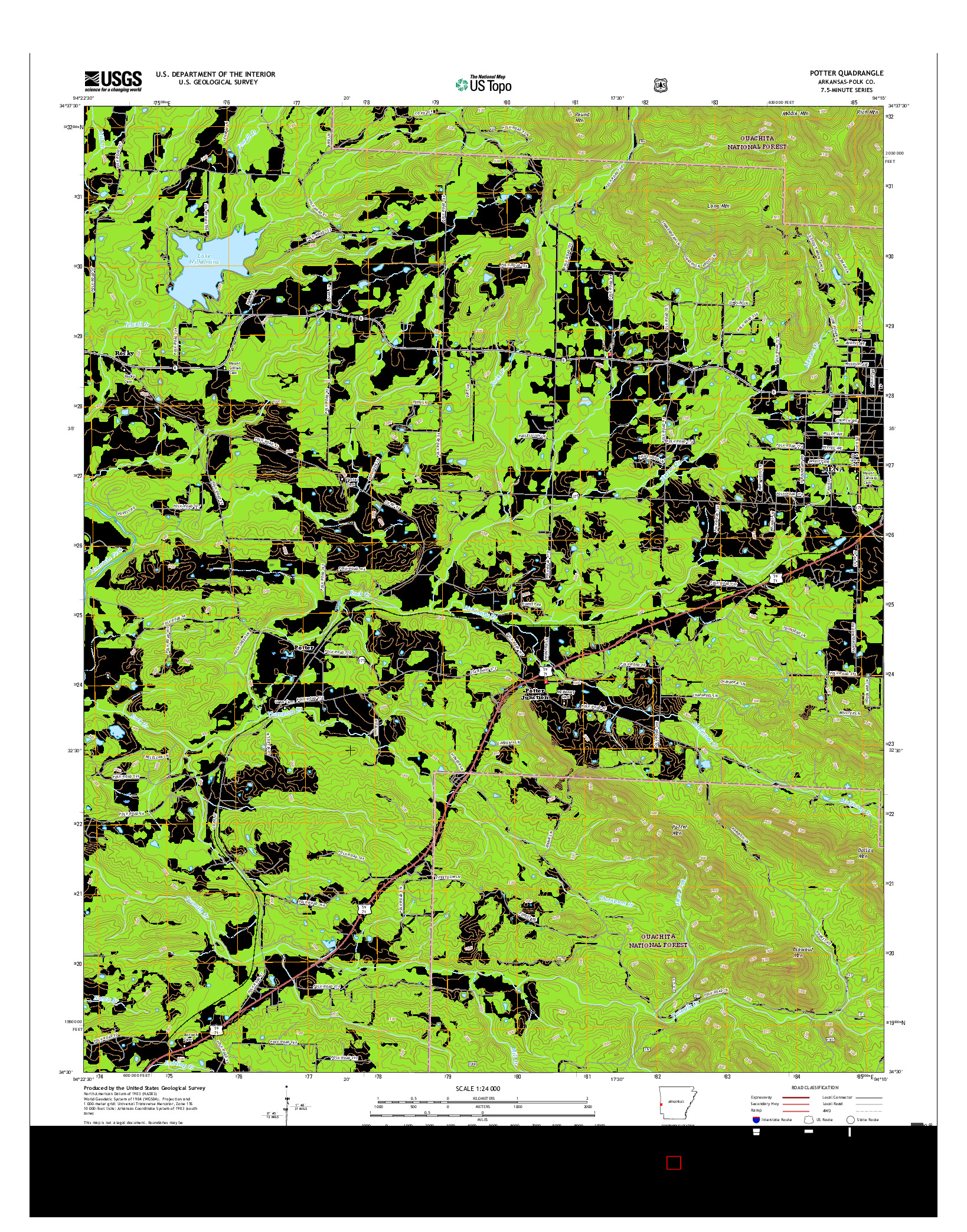 USGS US TOPO 7.5-MINUTE MAP FOR POTTER, AR 2017