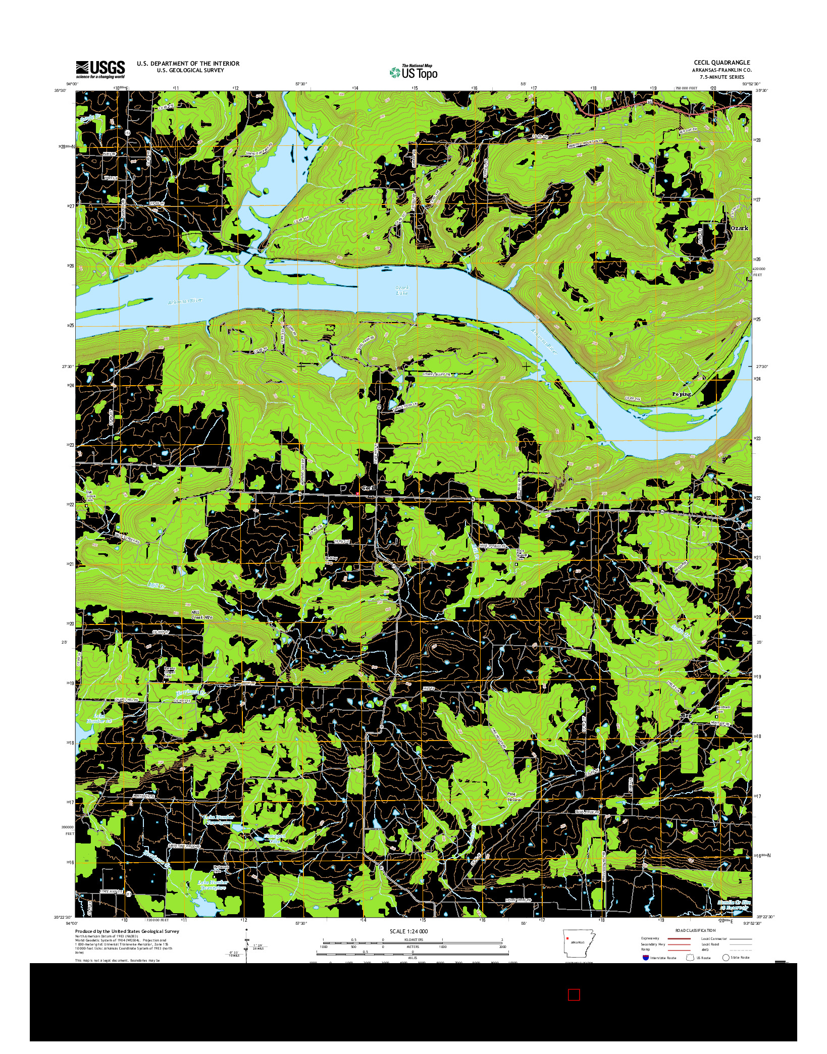 USGS US TOPO 7.5-MINUTE MAP FOR CECIL, AR 2017